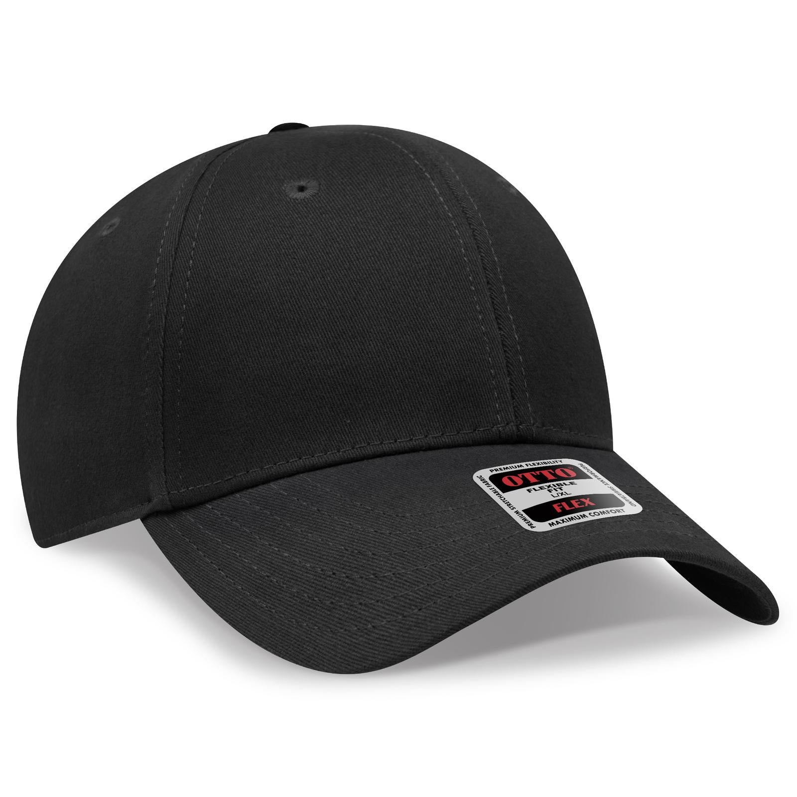 Right View of 003 - Black OTTO CAP "OTTO FLEX" Fitted 6 Panel Low Profile Baseball Cap