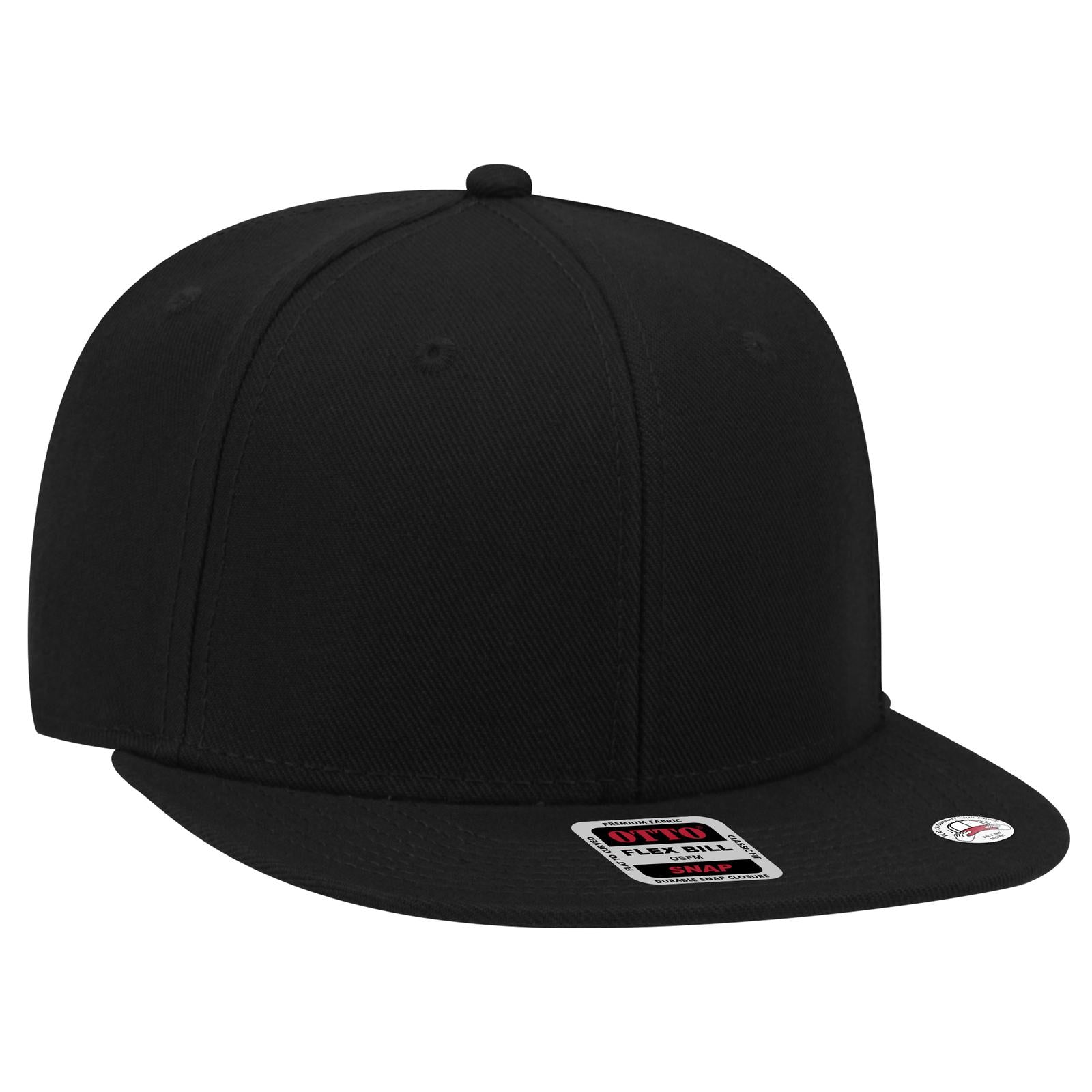 Right View of 003 - Black OTTO CAP "OTTO SNAP" 6 Panel Pro Style Snapback Hat