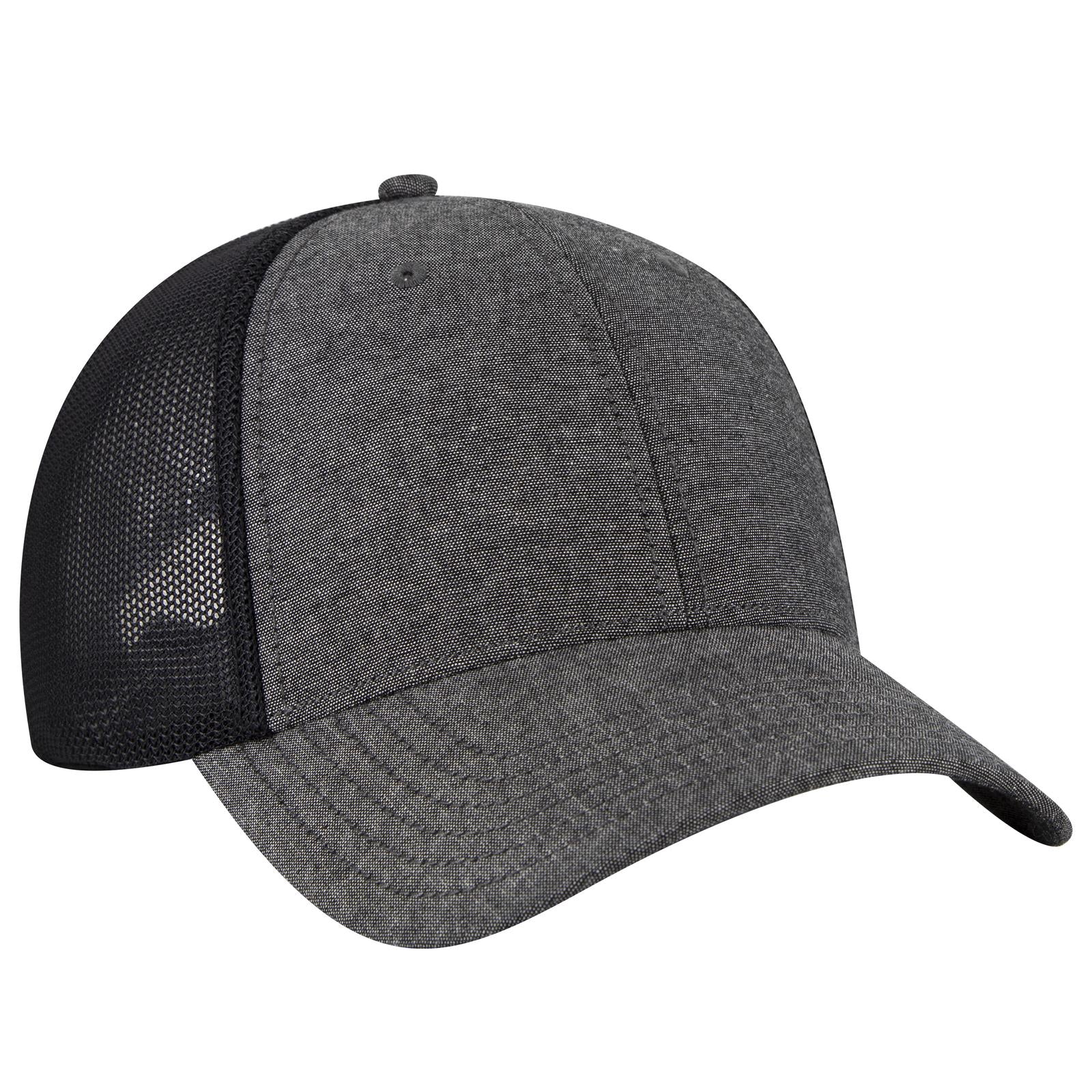Right View of 003C - Black OTTO CAP "OTTO COMFY FIT" 6 Panel Low Profile Mesh Back Trucker Hat