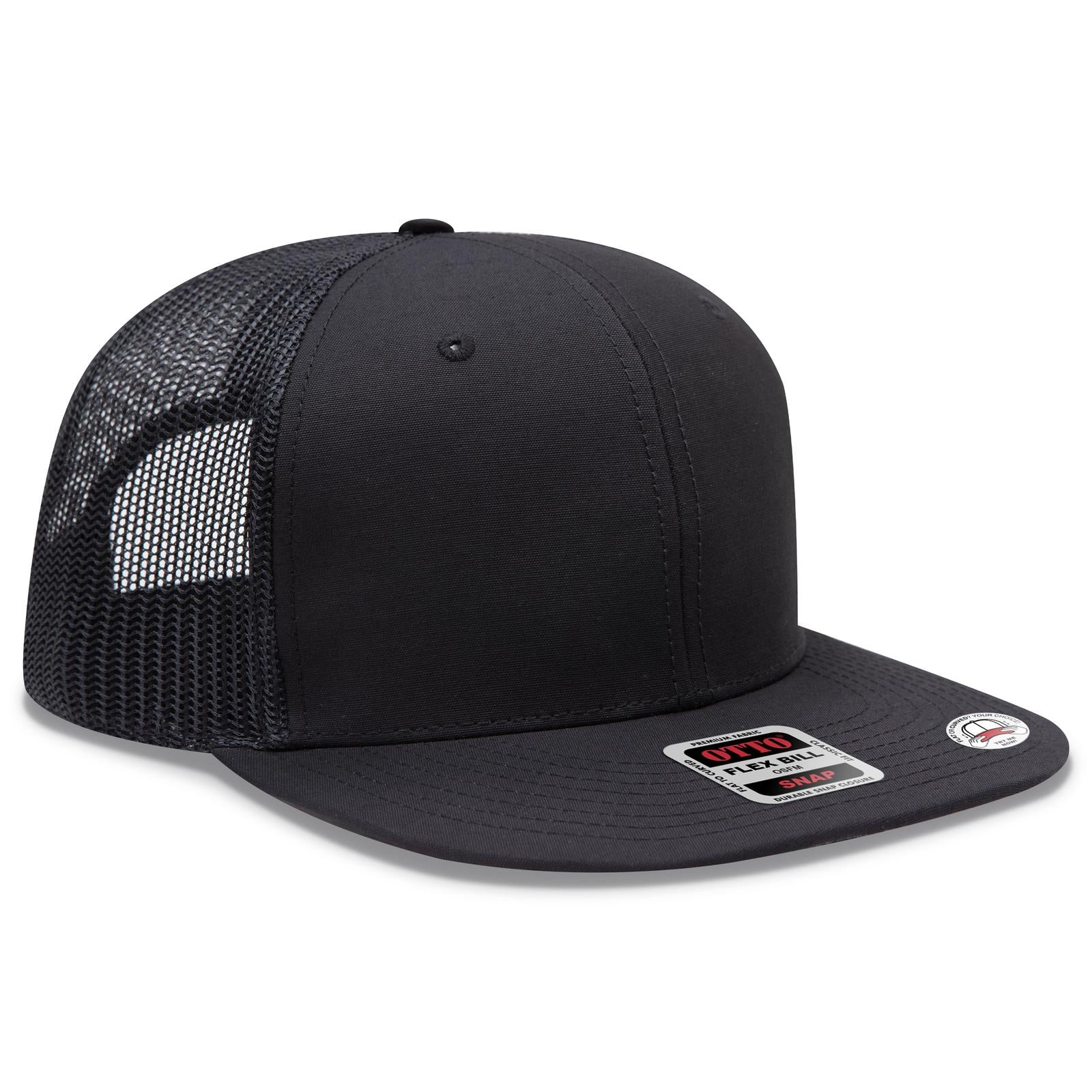 Right View of 003C - Black OTTO CAP "OTTO SNAP" 6 Panel Pro Style Mesh Back Trucker Snapback Hat