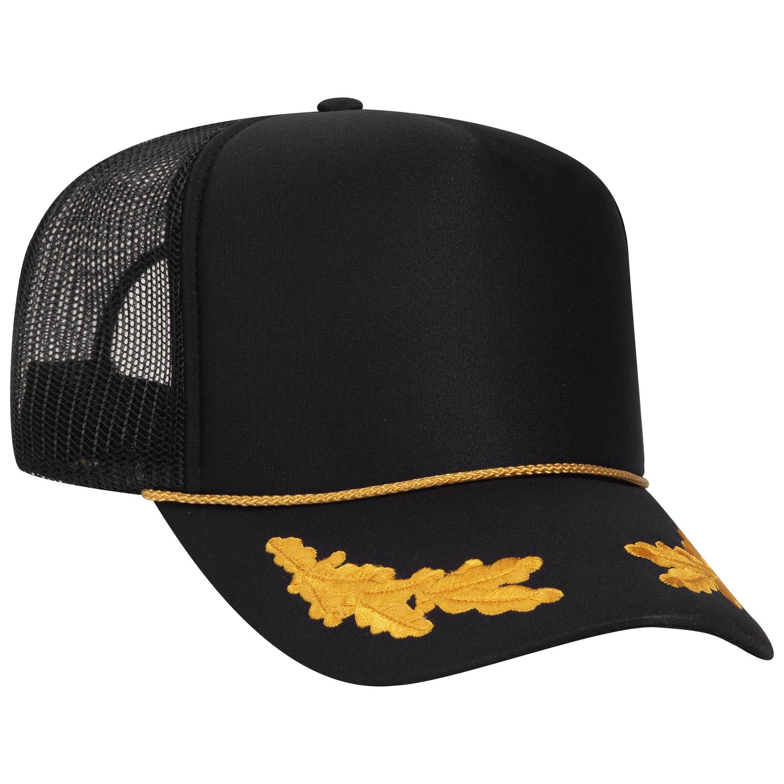 Right View of 003M - Blk/Gld OTTO CAP 5 Panel High Crown Mesh Back Trucker Hat