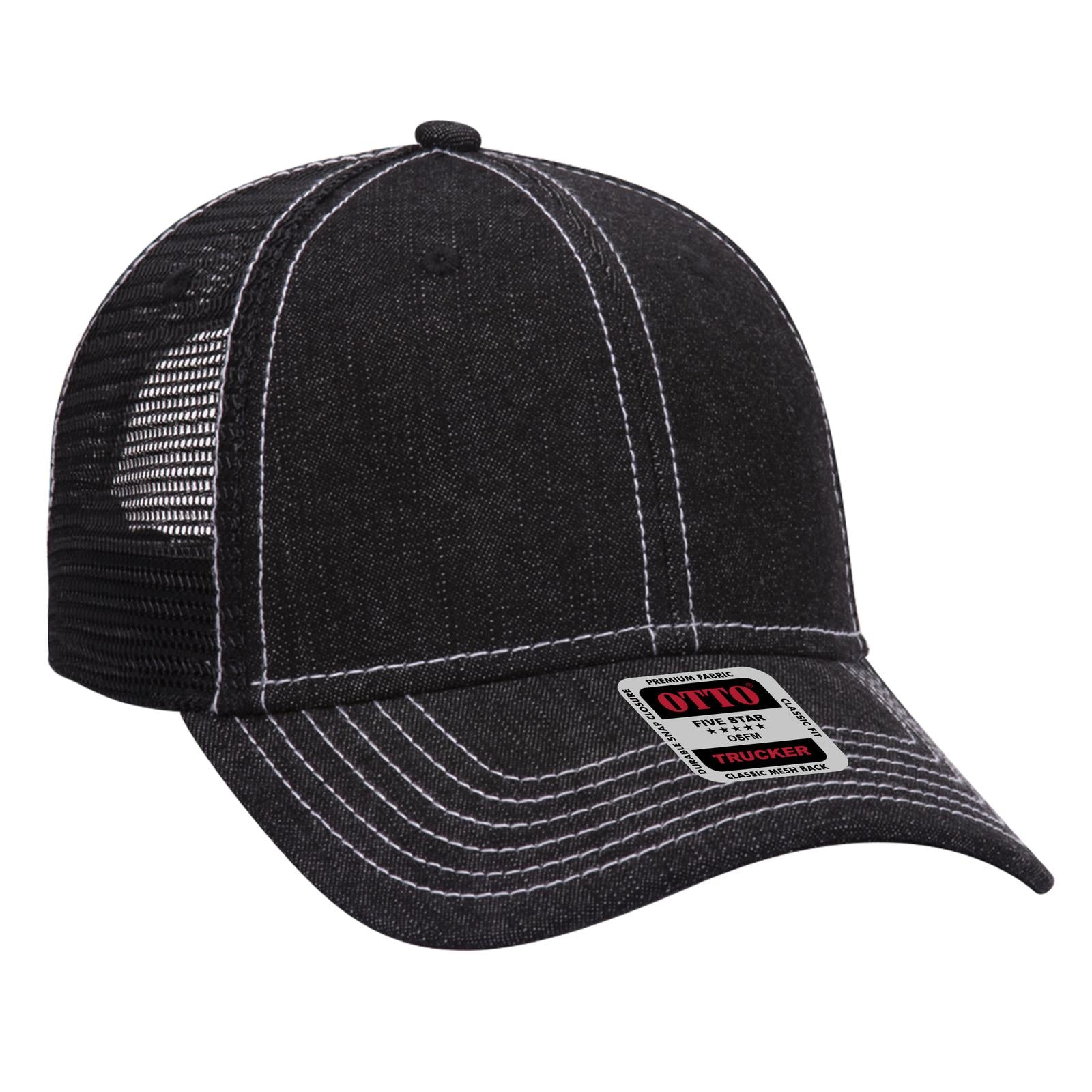Right View of 003W - Blk/Wht OTTO CAP 6 Panel Low Profile Mesh Back Trucker Hat
