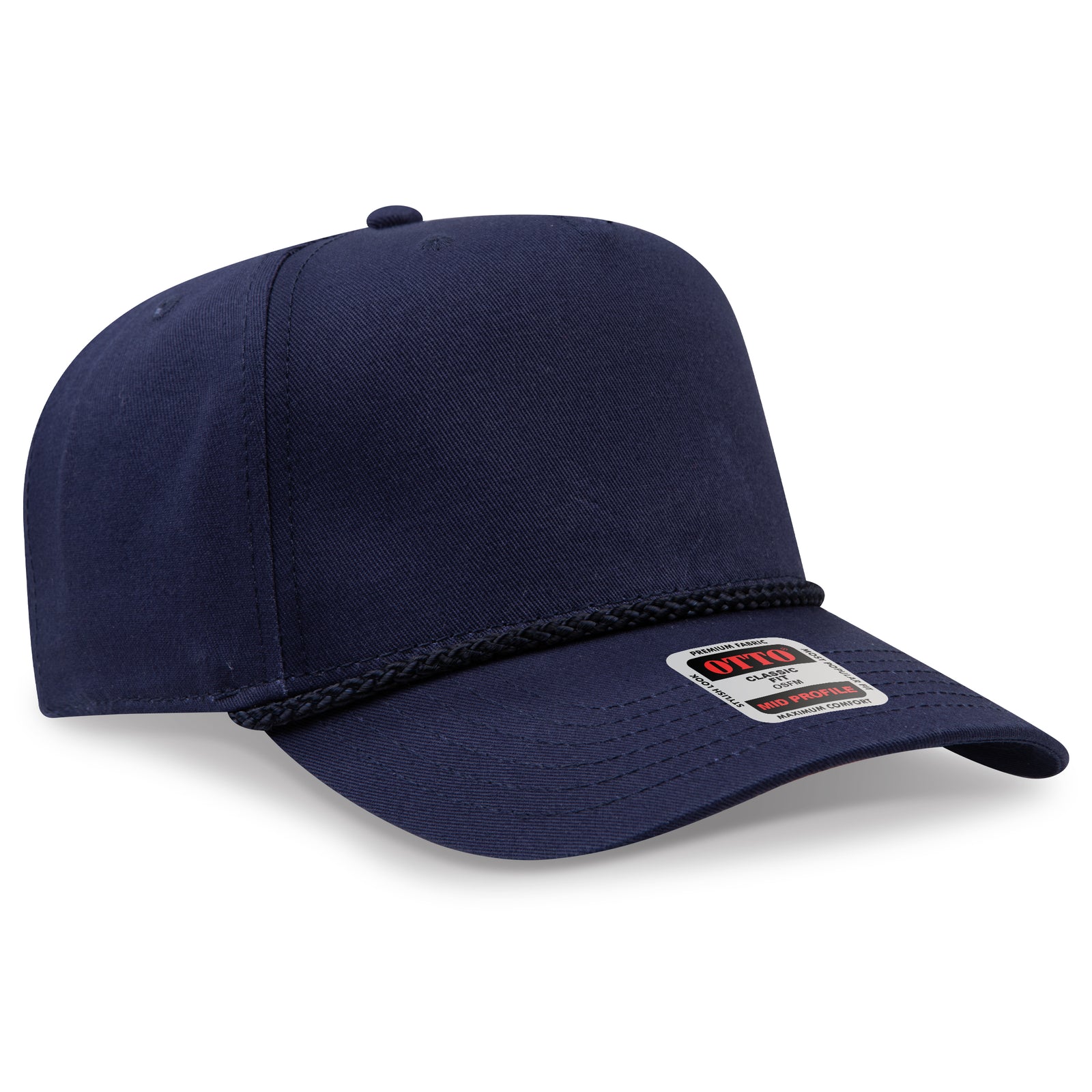 Right View of 004 - Navy OTTO CAP 5 Panel Mid Profile Baseball Cap