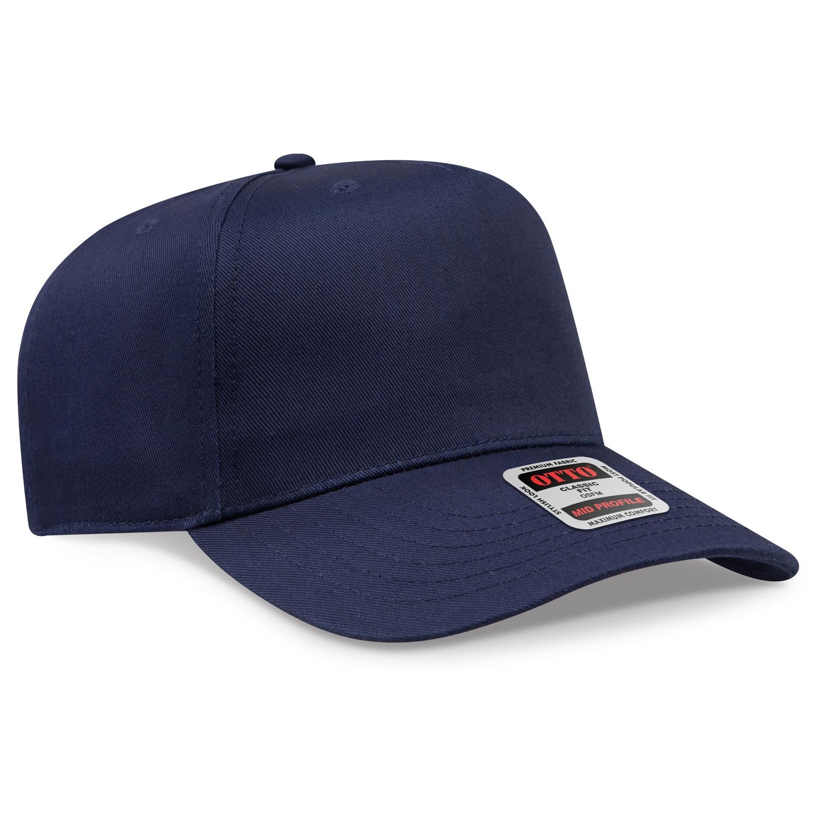 Front View of 004 - Navy OTTO CAP 5 Panel Mid Profile Baseball Cap