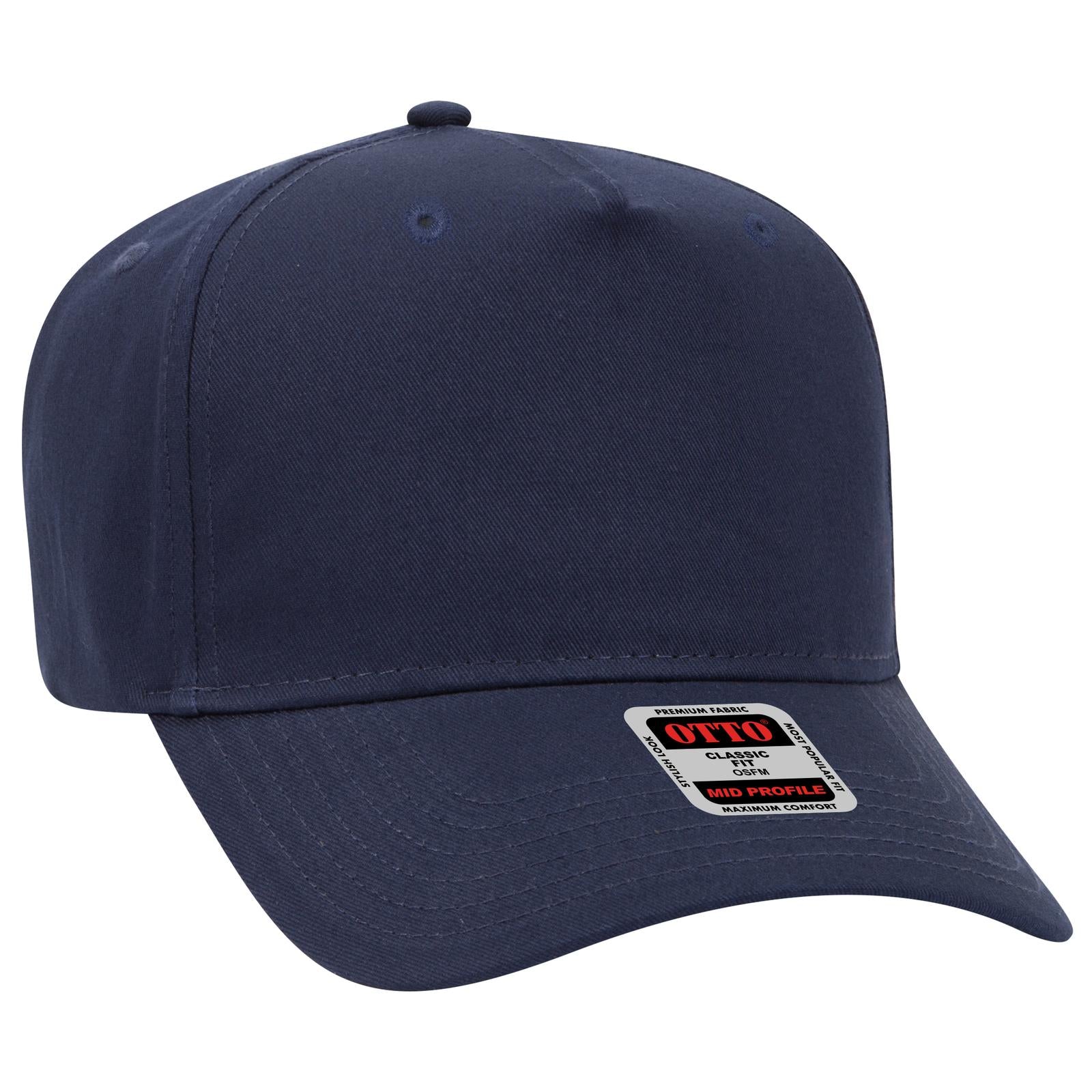 Right View of 004 - Navy OTTO CAP 5 Panel Mid Profile Baseball Cap
