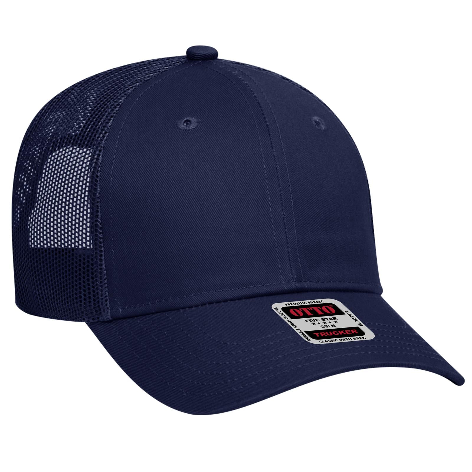 Right View of 004 - Navy OTTO CAP 6 Panel Low Profile Mesh Back Trucker Hat