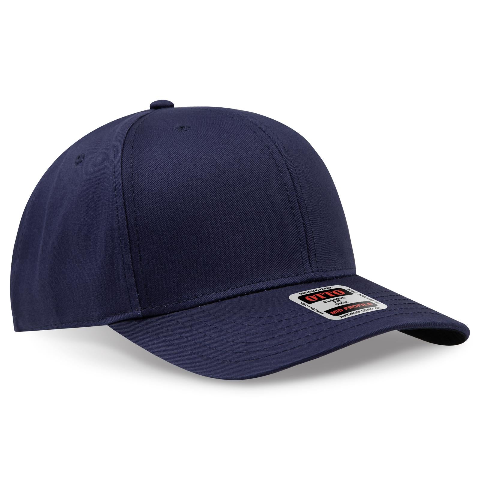 Right View of 004 - Navy OTTO CAP 6 Panel Mid Profile Baseball Cap