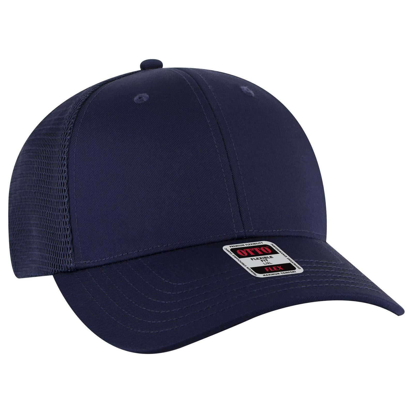 Right View of 004 - Navy OTTO CAP "OTTO FLEX" Fitted 6 Panel Low Profile Mesh Back Trucker Hat