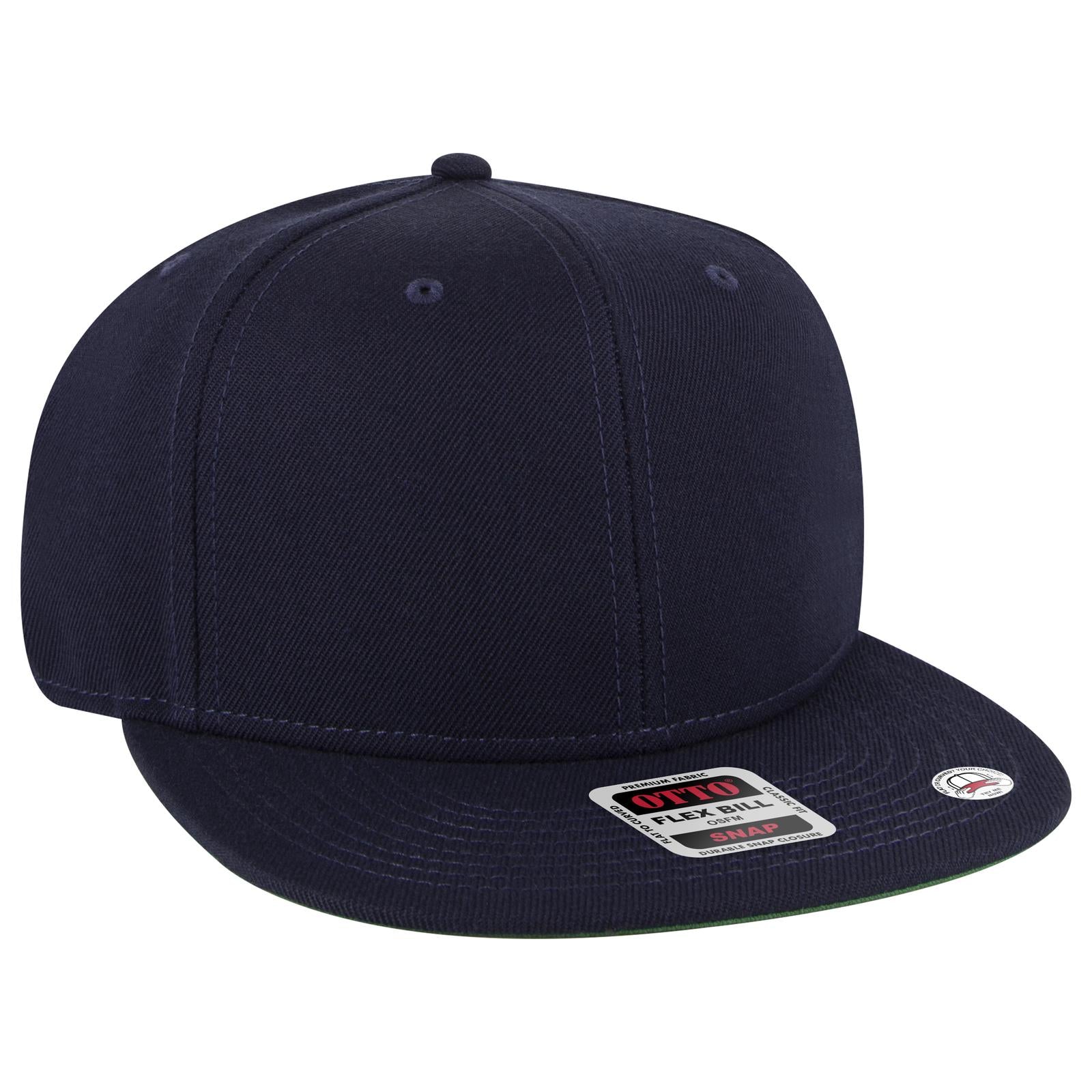 Front View of 004A - Navy OTTO CAP "OTTO SNAP" 6 Panel Pro Style Snapback Hat