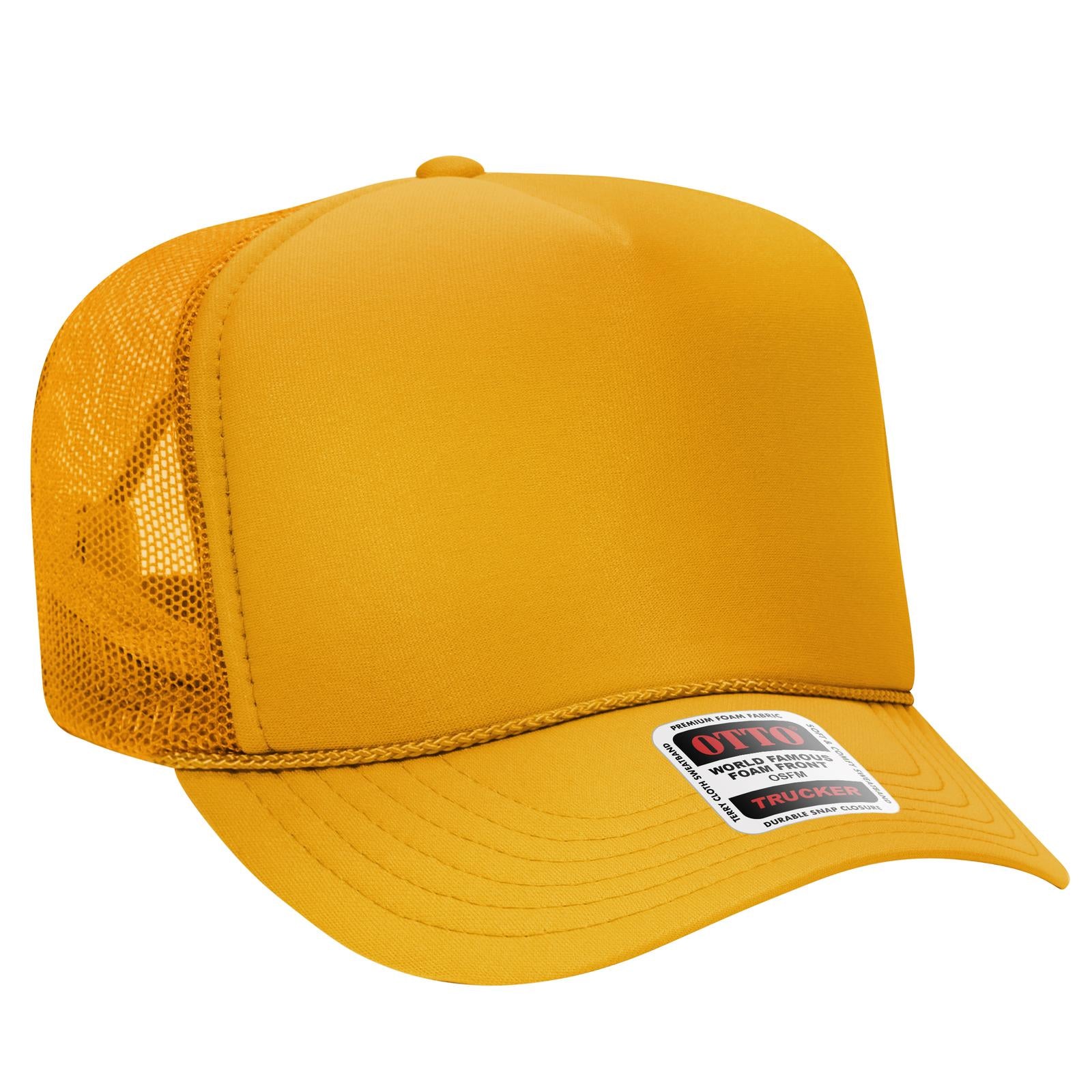 Right View of 006 - Gold OTTO CAP 5 Panel High Crown Mesh Back Trucker Hat