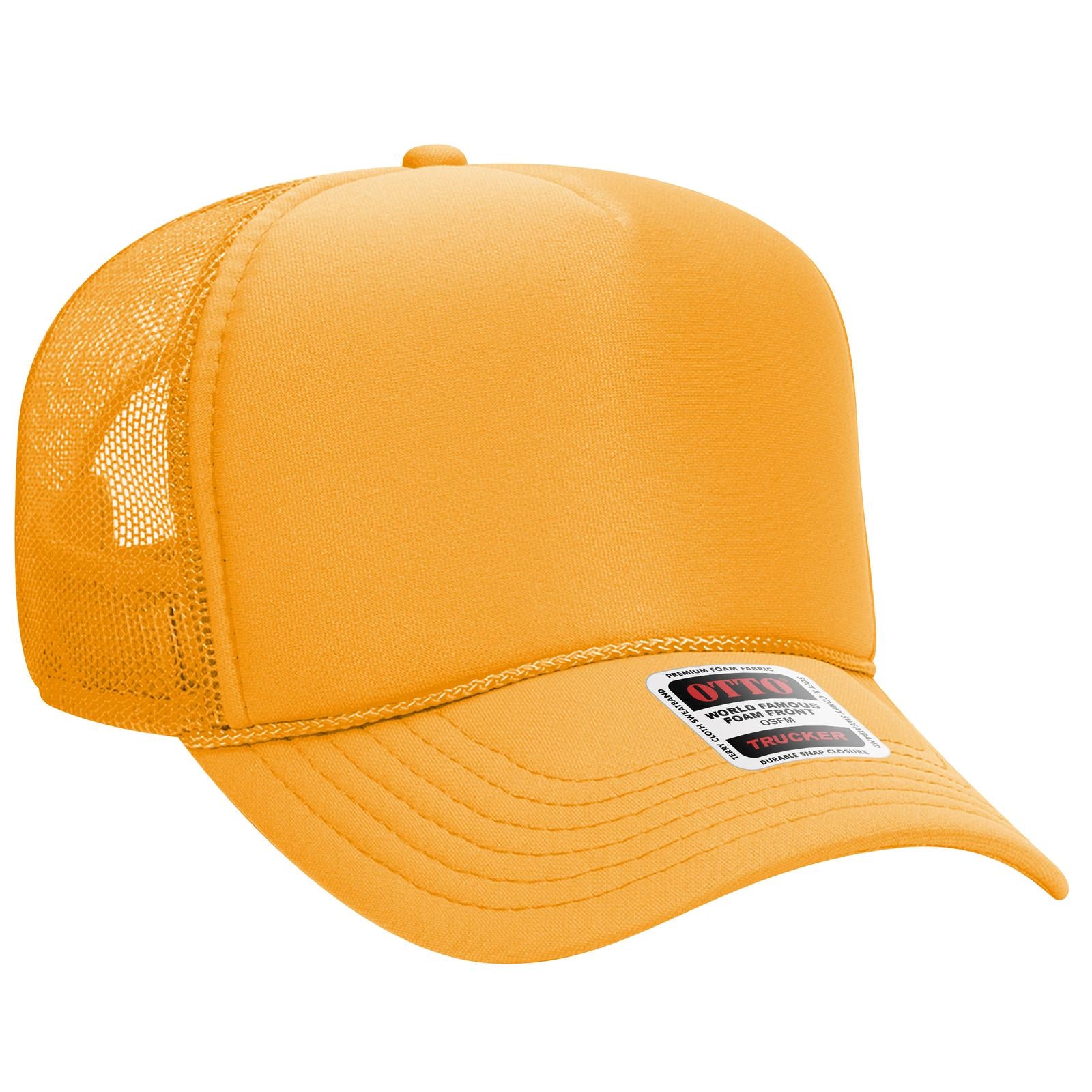 Right View of 006 - Gold OTTO CAP 5 Panel Mid Profile Mesh Back Trucker Hat