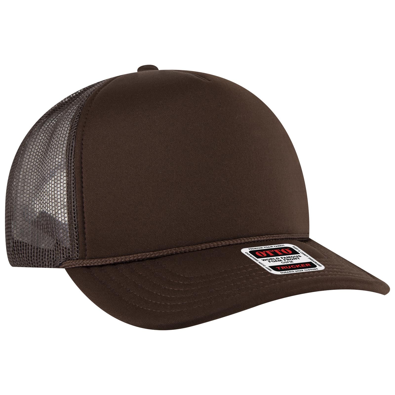 Right View of 007 - Brown OTTO CAP 5 Panel High Crown Mesh Back Trucker Hat