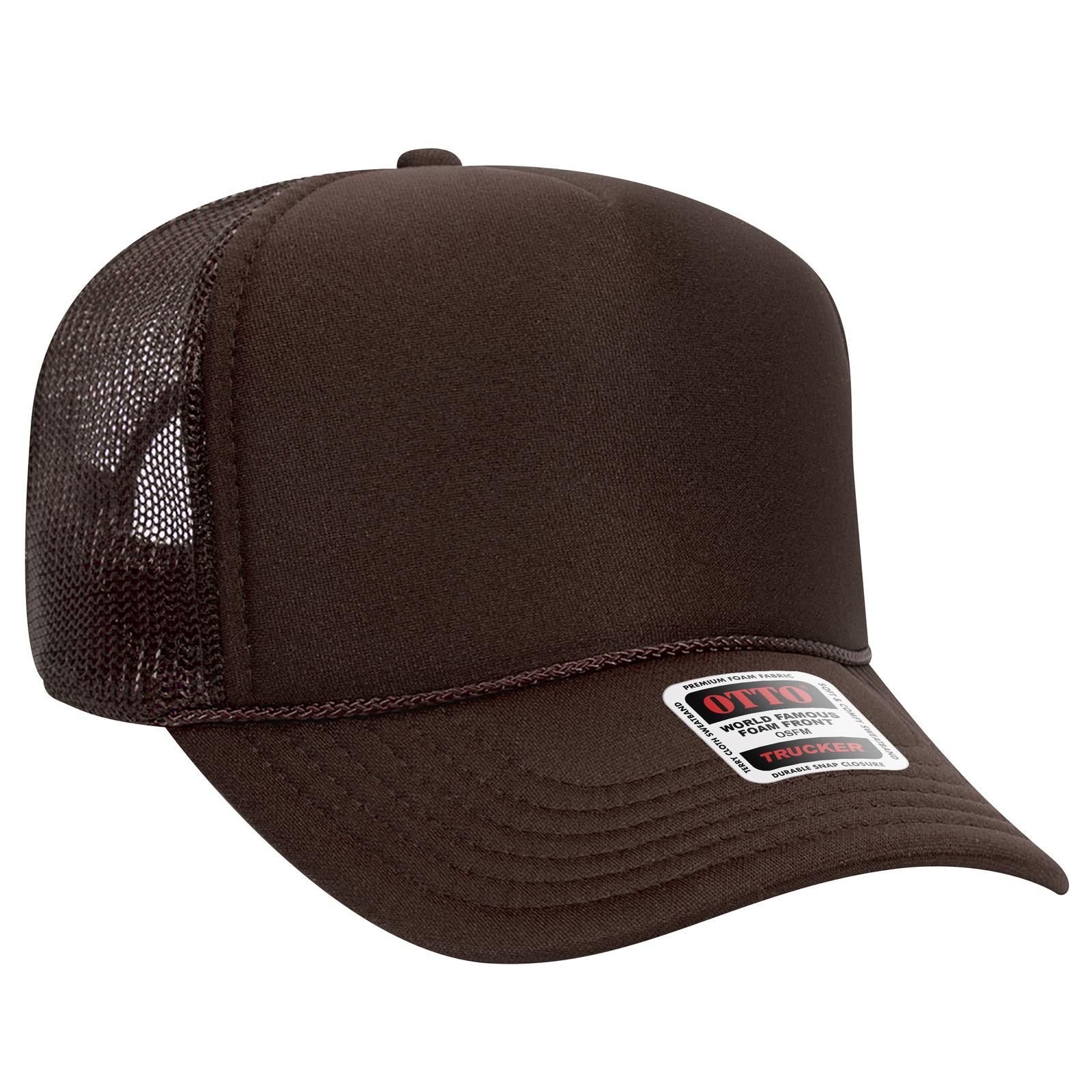 Right View of 007 - Brown OTTO CAP 5 Panel Mid Profile Mesh Back Trucker Hat