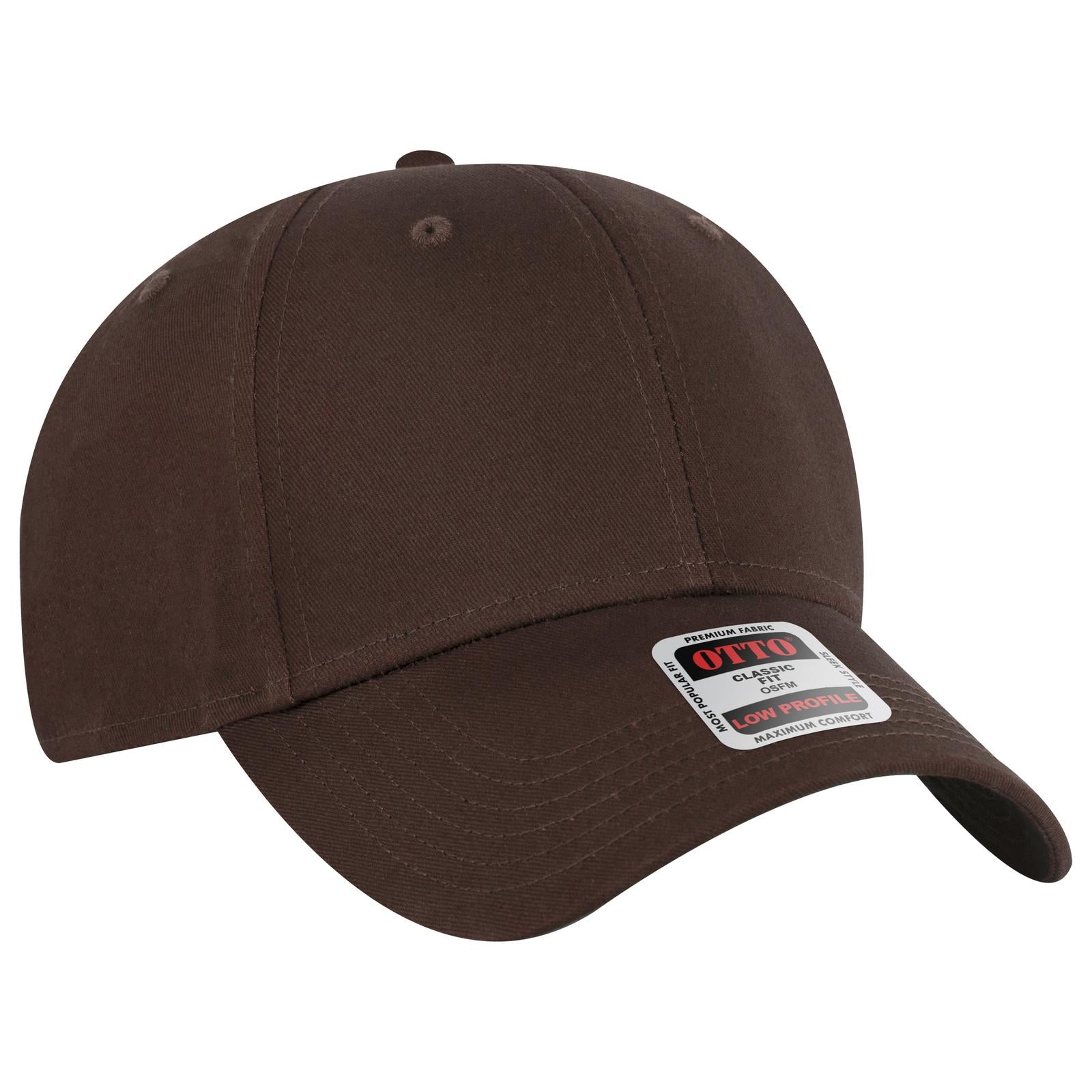 Front View of 007 - Brown OTTO CAP 6 Panel Low Profile Baseball Cap