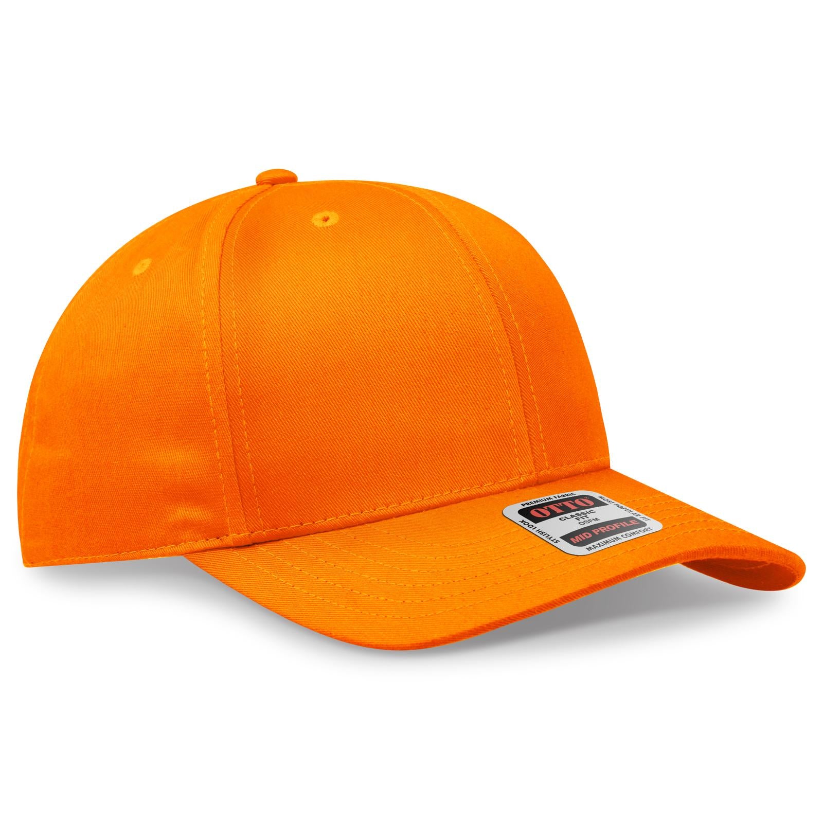 Front View of 009 - N. Orange OTTO CAP 6 Panel Mid Profile Baseball Cap