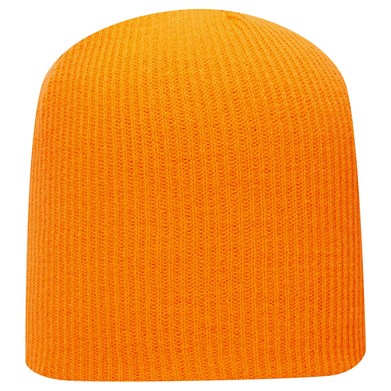 Front View of 009 - N. Orange OTTO CAP 9 1/2" Premium Rib Knit Beanie