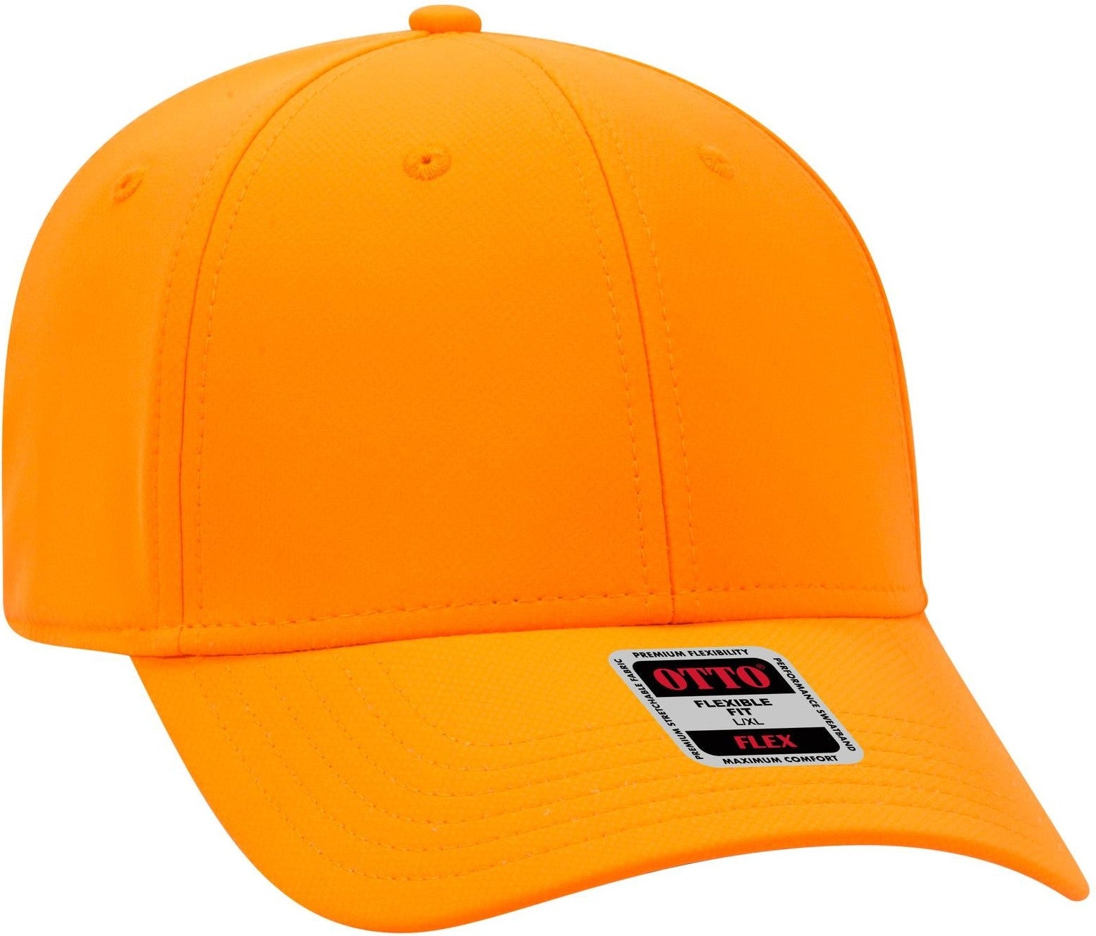 Front View of 009 - N. Orange OTTO CAP "OTTO FLEX" Fitted UPF 50+ 6 Panel Low Profile Baseball Cap