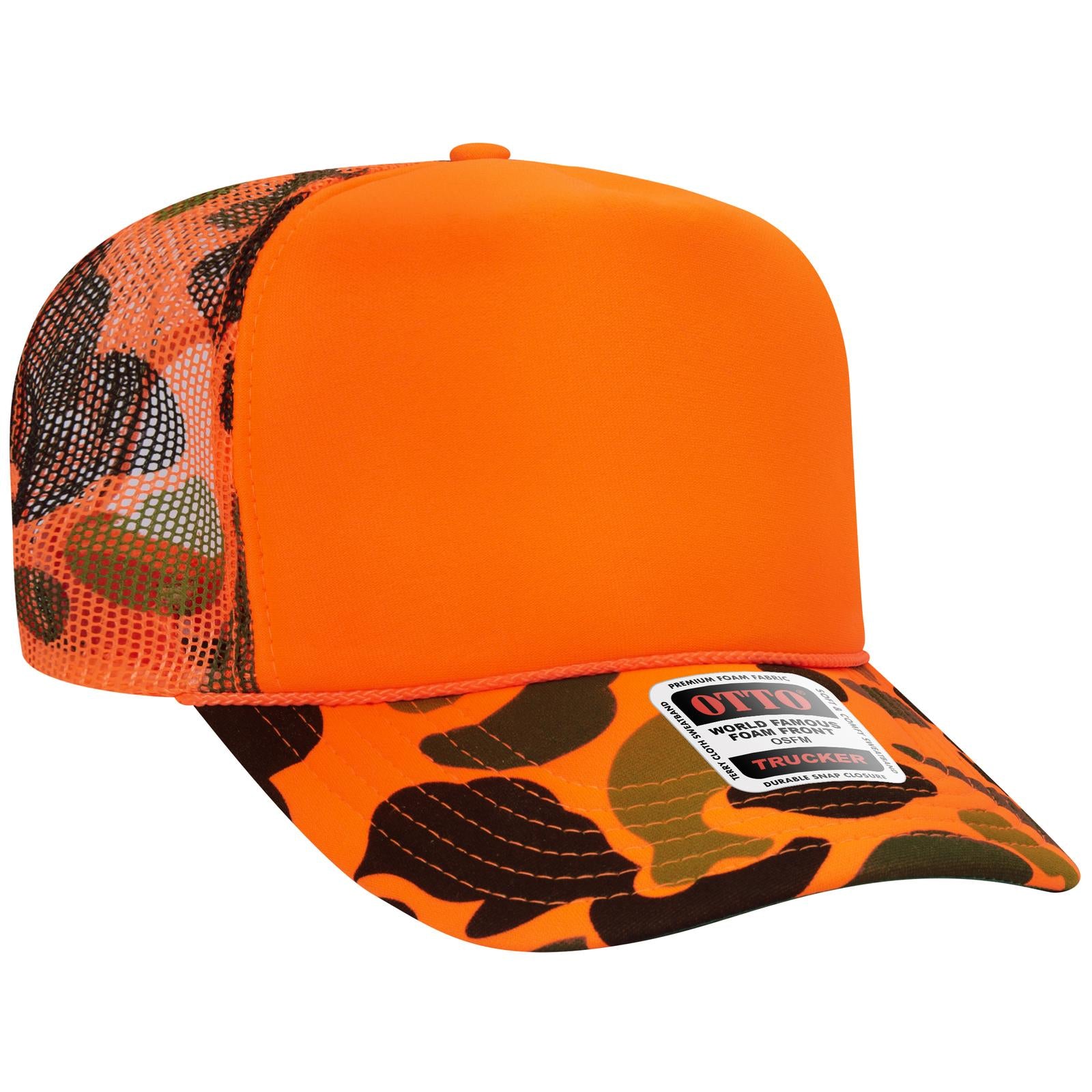 Front View of 009CPA OTTO CAP 5 Panel High Crown Mesh Back Trucker Hat