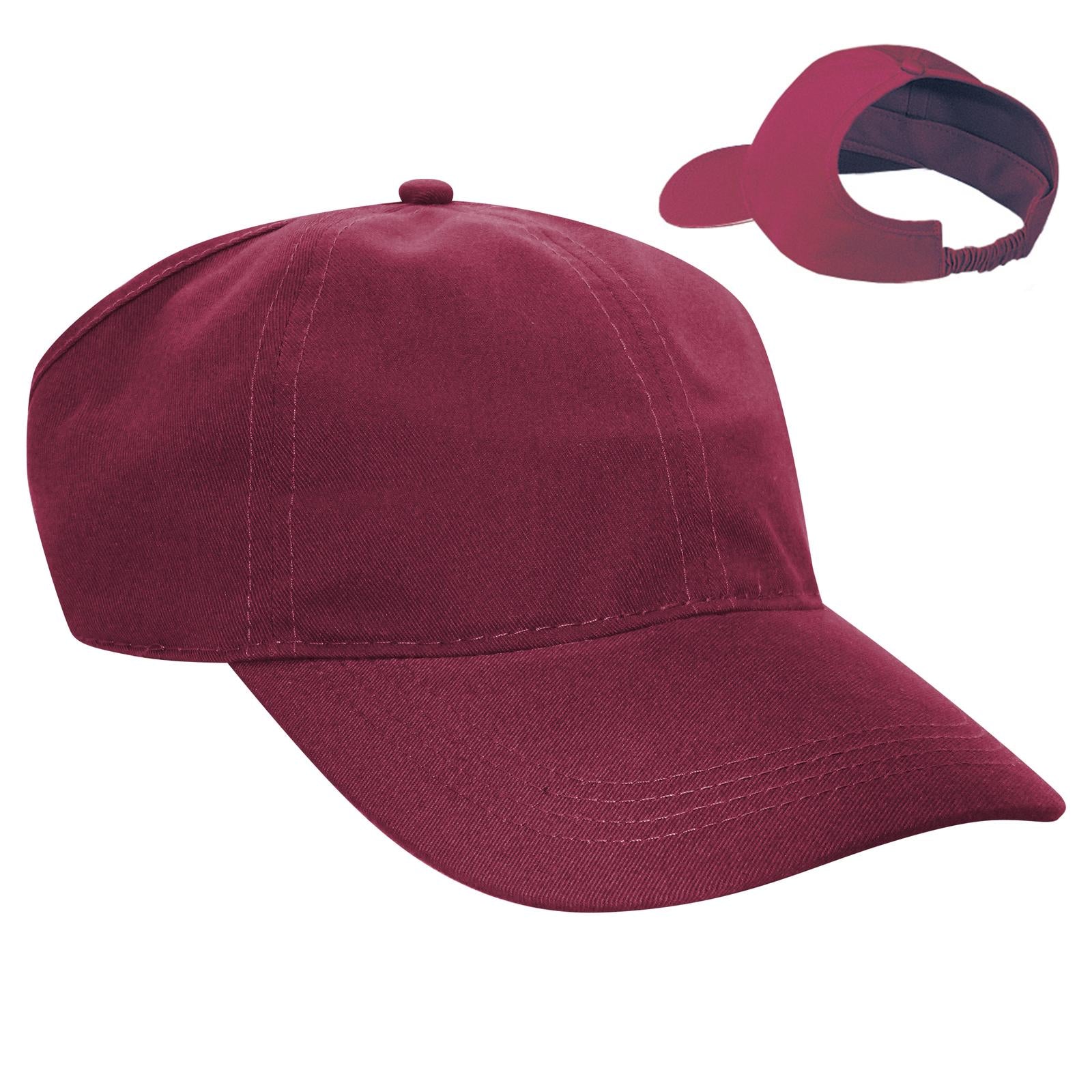 Rear View of 010 - Maroon OTTO CAP 4 Panel Ponytail Cap