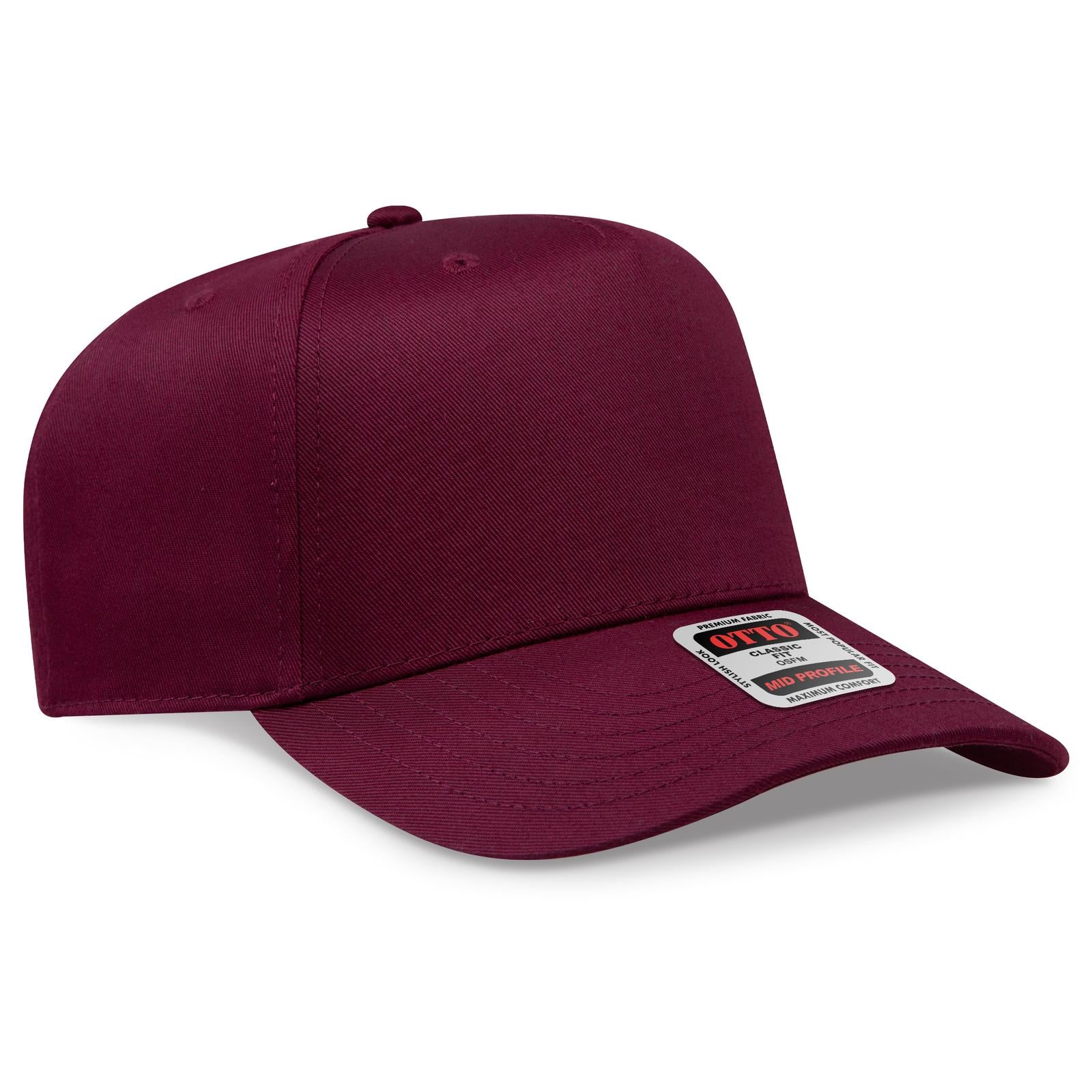 Right View of 010 - Maroon OTTO CAP 5 Panel Mid Profile Baseball Cap