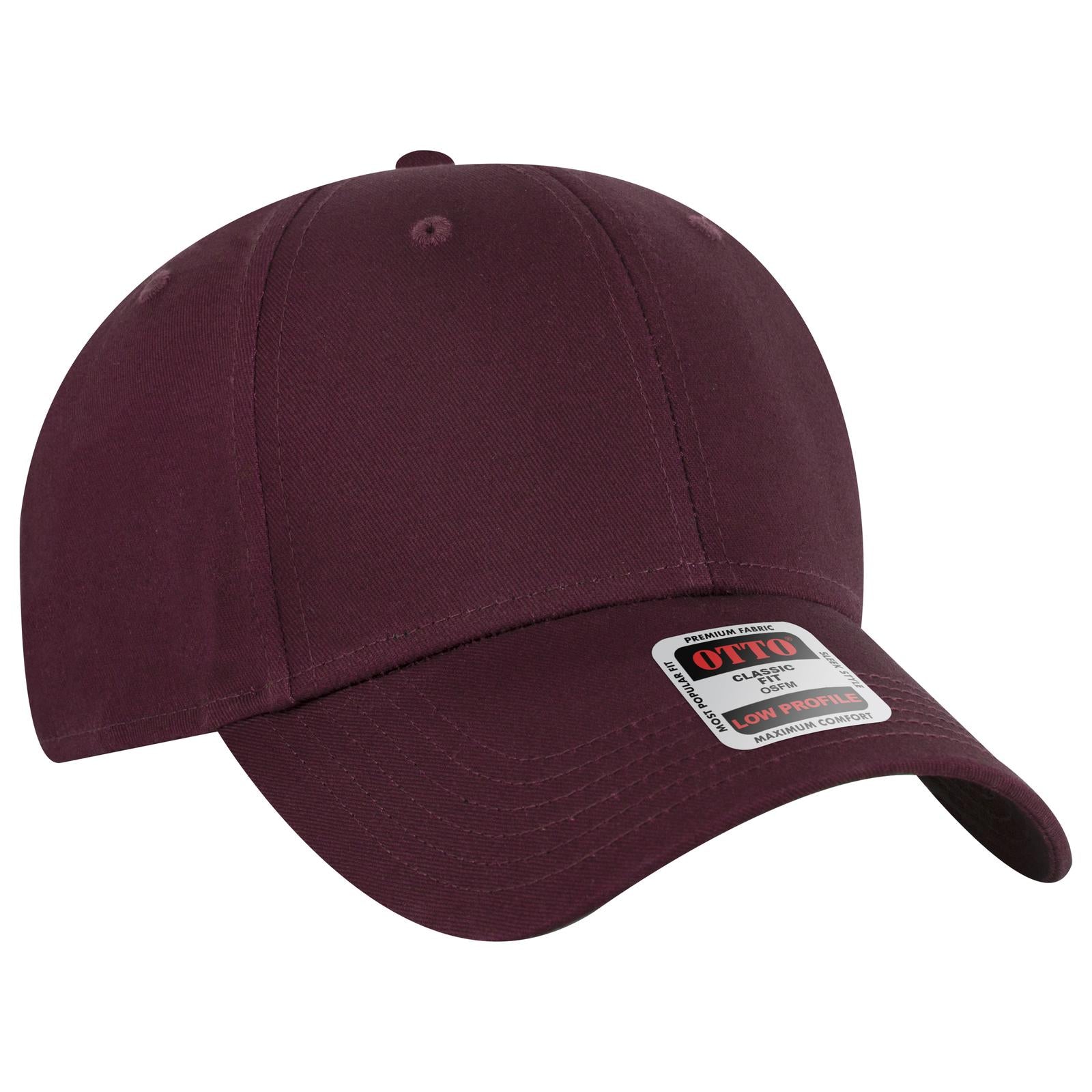 Front View of 010 - Maroon OTTO CAP 6 Panel Low Profile Baseball Cap