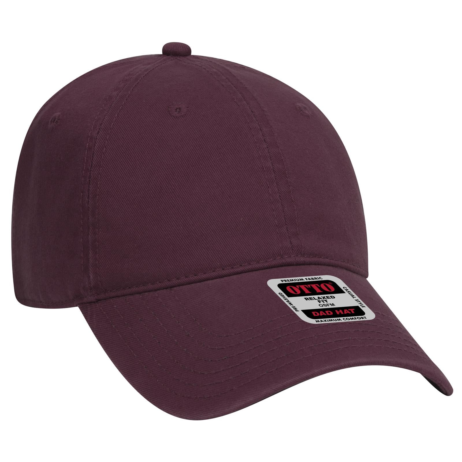 Right View of 010 - Maroon OTTO CAP 6 Panel Low Profile Dad Hat