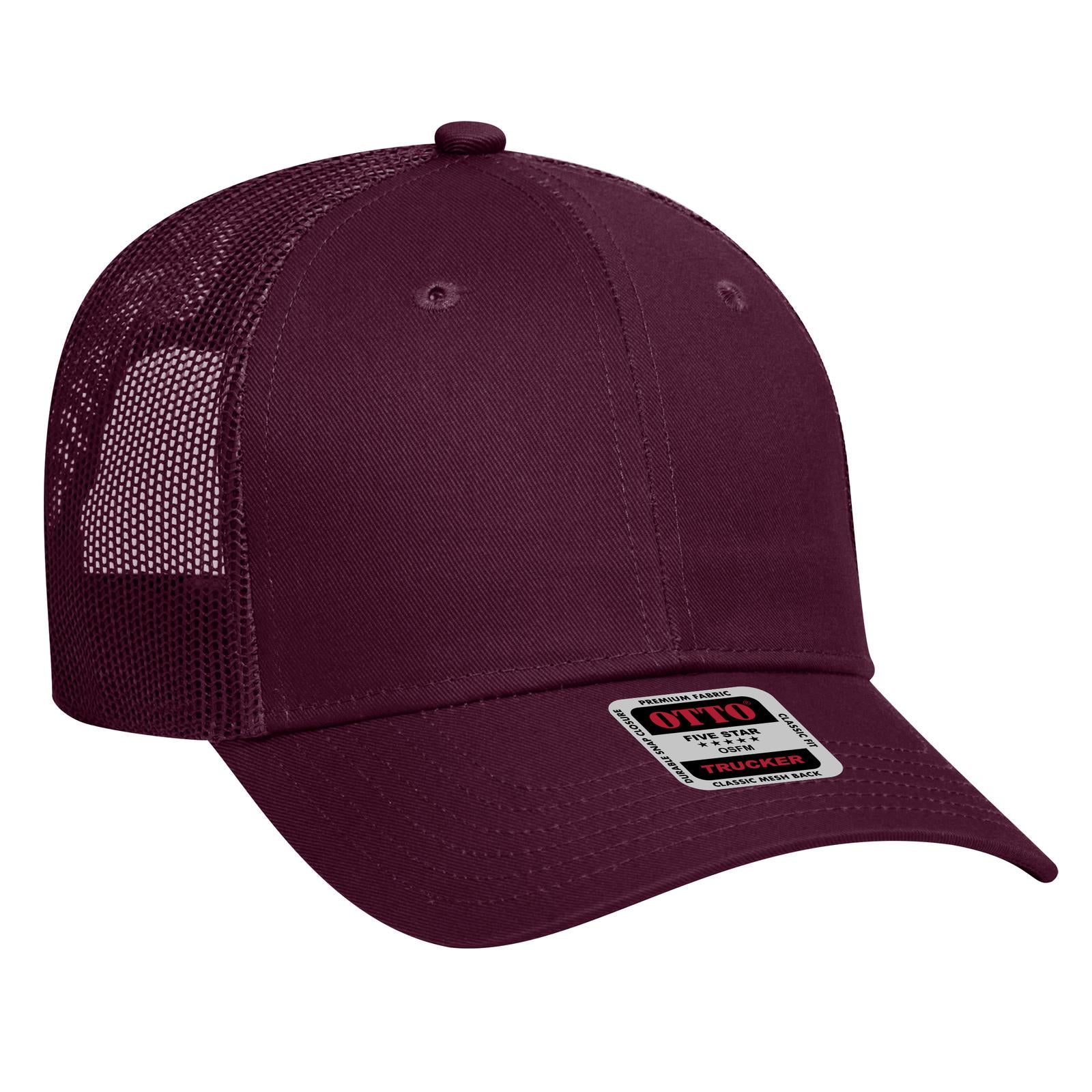 Right View of 010 - Maroon OTTO CAP 6 Panel Low Profile Mesh Back Trucker Hat