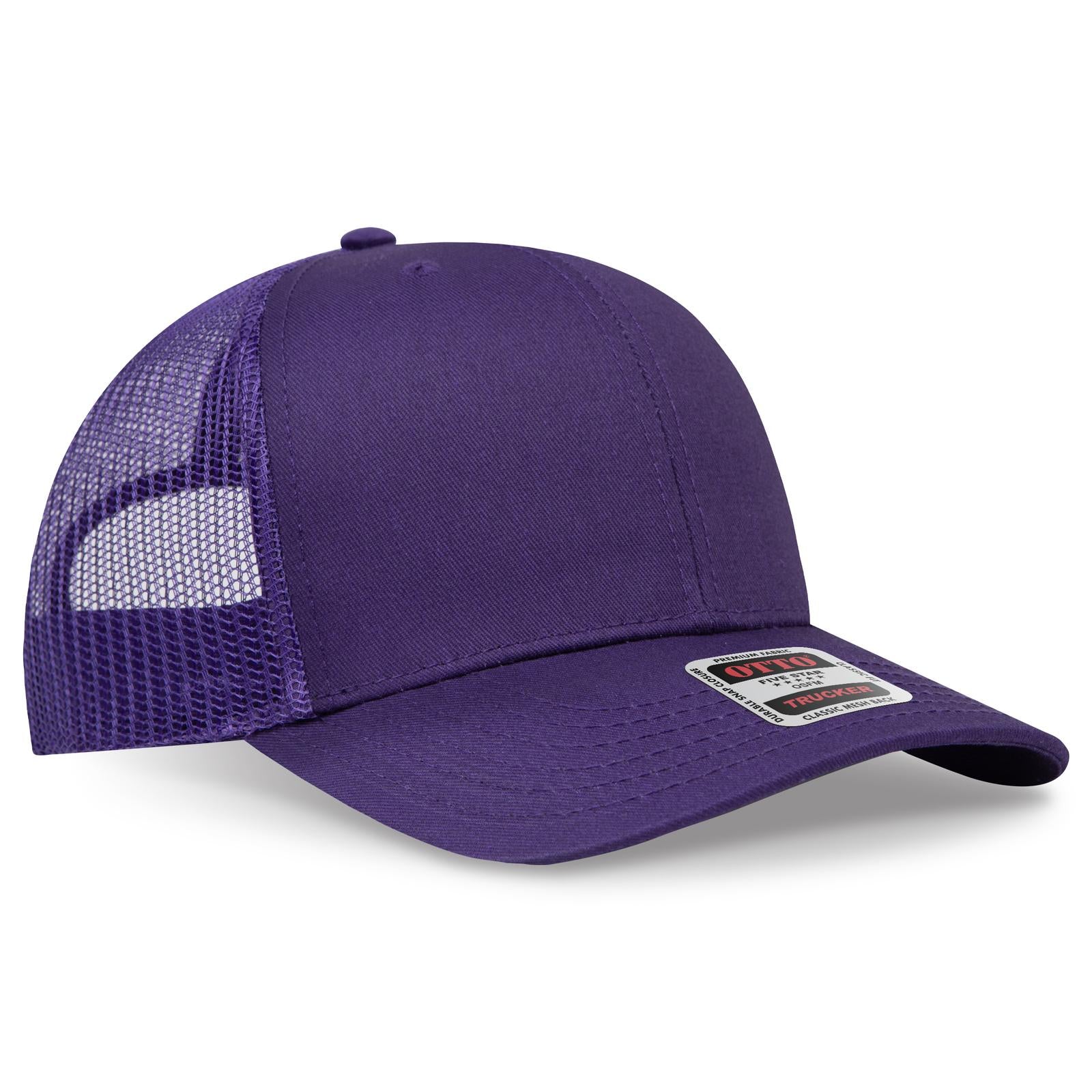 Right View of 011 - Purple OTTO CAP 6 Panel Mid Profile Mesh Back Trucker Hat