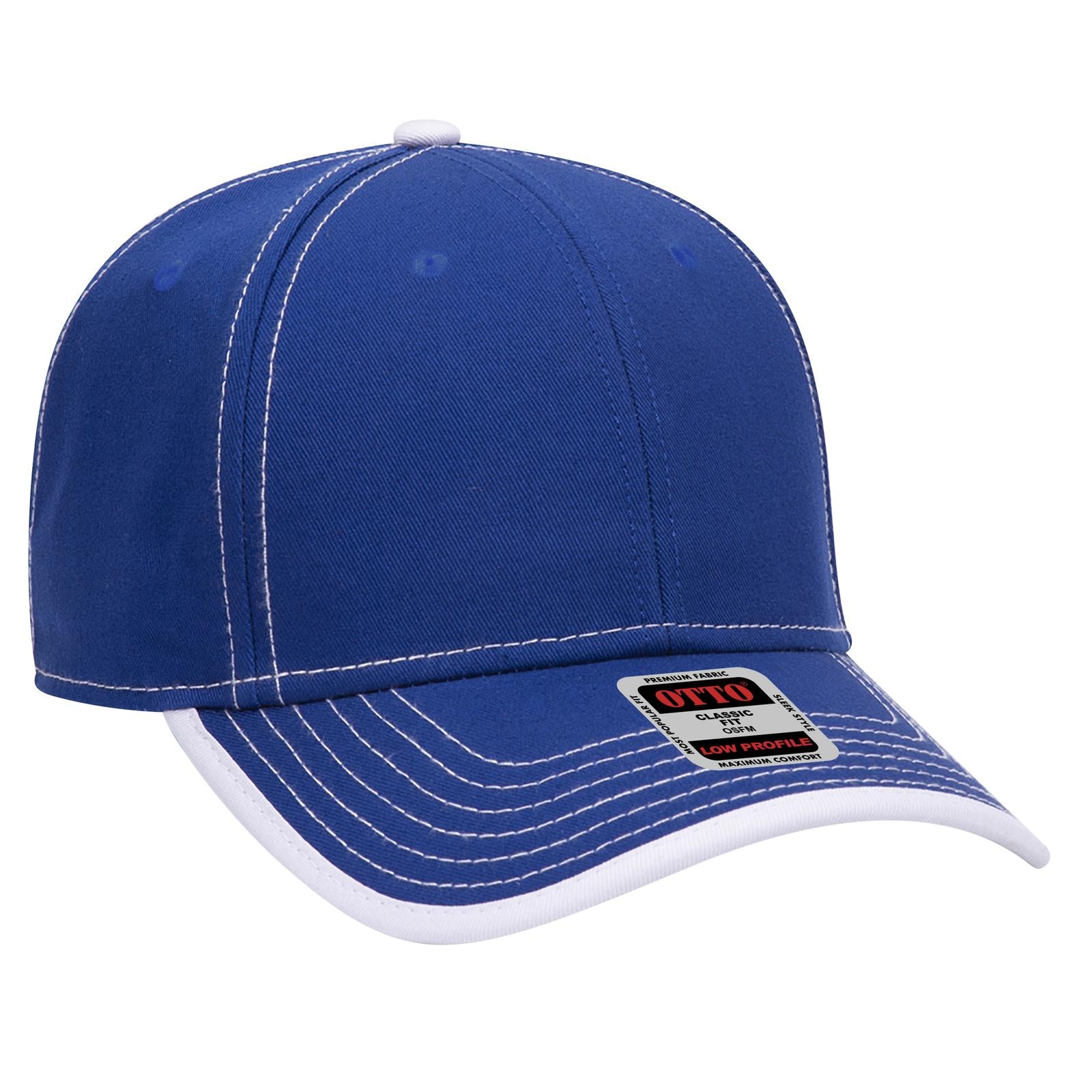 Front View of 0116 - Ryl/Wht OTTO CAP 6 Panel Low Profile Baseball Cap