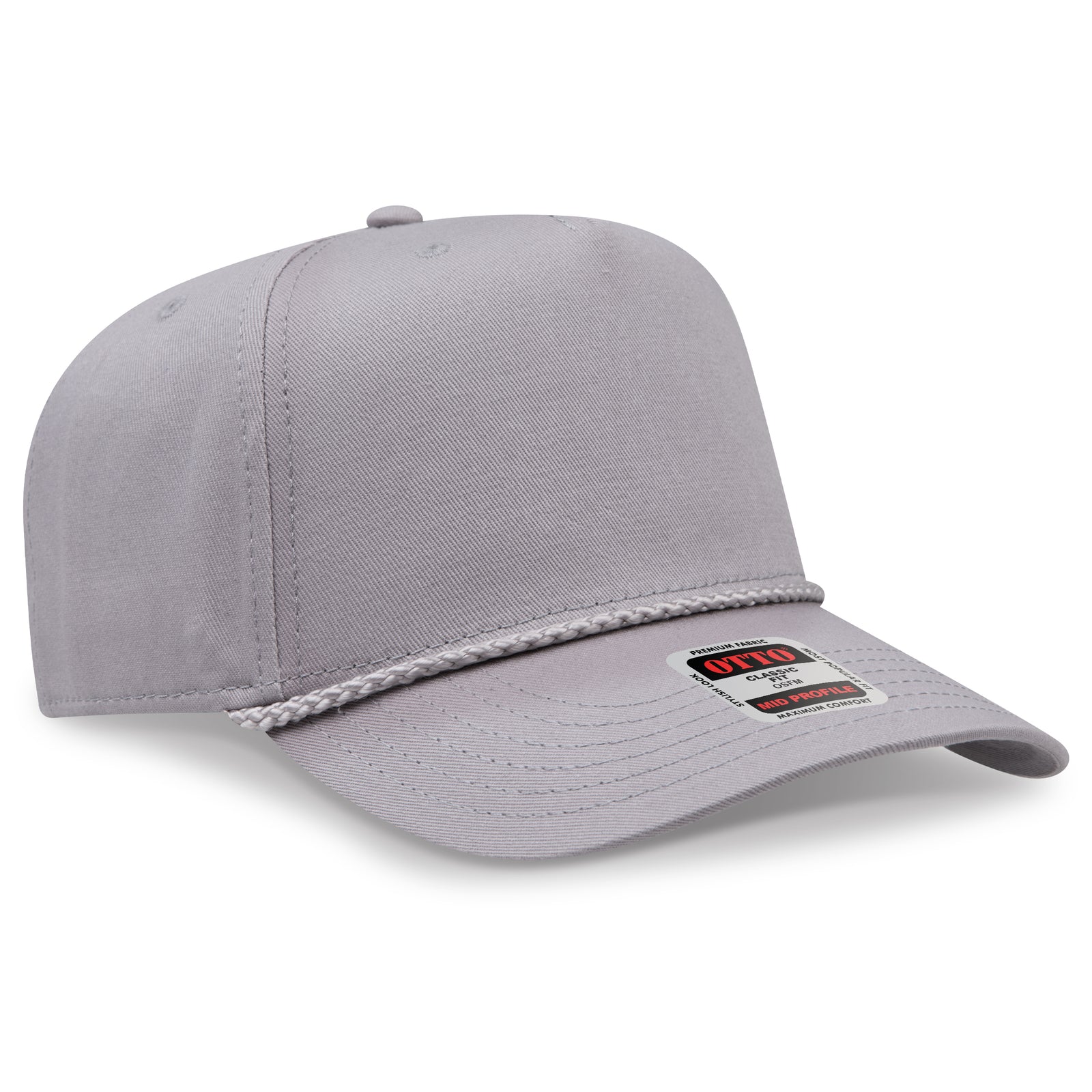 Right View of 014 - Gray OTTO CAP 5 Panel Mid Profile Baseball Cap