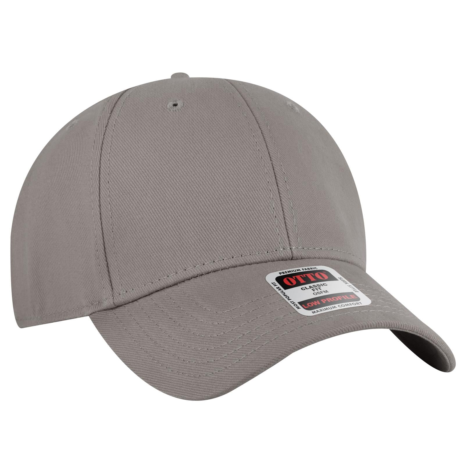Right View of 014 - Gray OTTO CAP 6 Panel Low Profile Baseball Cap