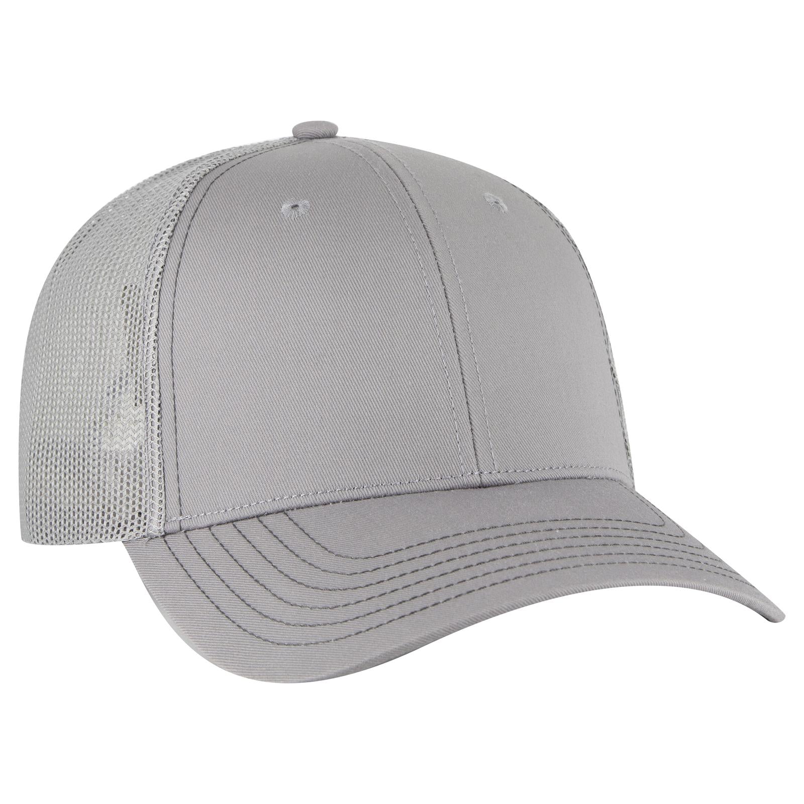 Right View of 014 - Gray OTTO CAP 6 Panel Low Profile Mesh Back Trucker Hat
