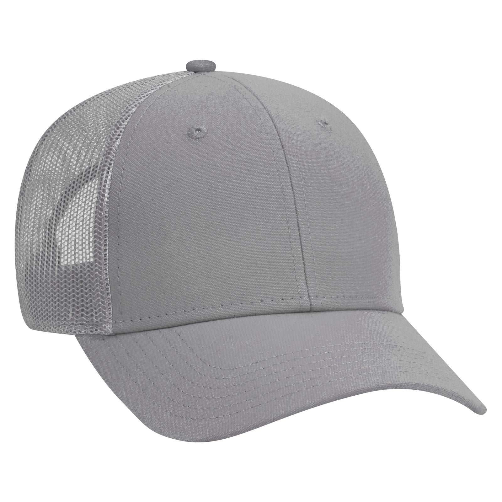 Right View of 014 - Gray OTTO CAP 6 Panel Low Profile Mesh Back Trucker Hat