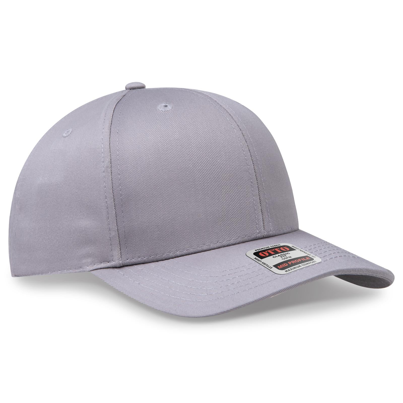 Right View of 014 - Gray OTTO CAP 6 Panel Mid Profile Baseball Cap