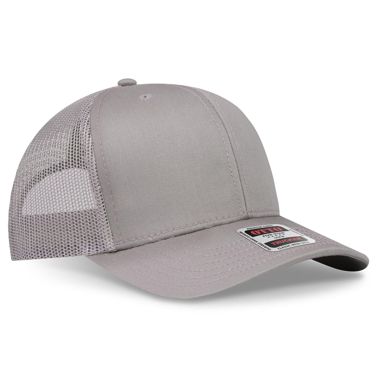 Right View of 014 - Gray OTTO CAP 6 Panel Mid Profile Mesh Back Trucker Hat