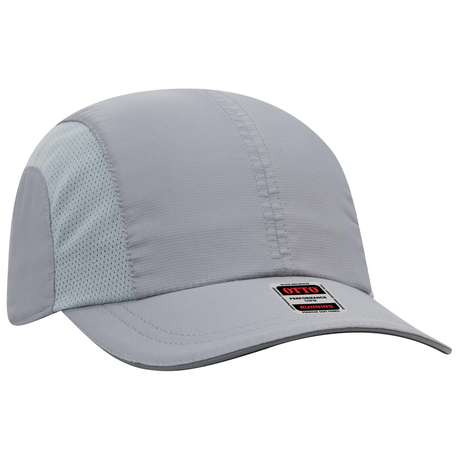 Front View of 014 - Gray OTTO CAP Reflective 6 Panel Running Cap