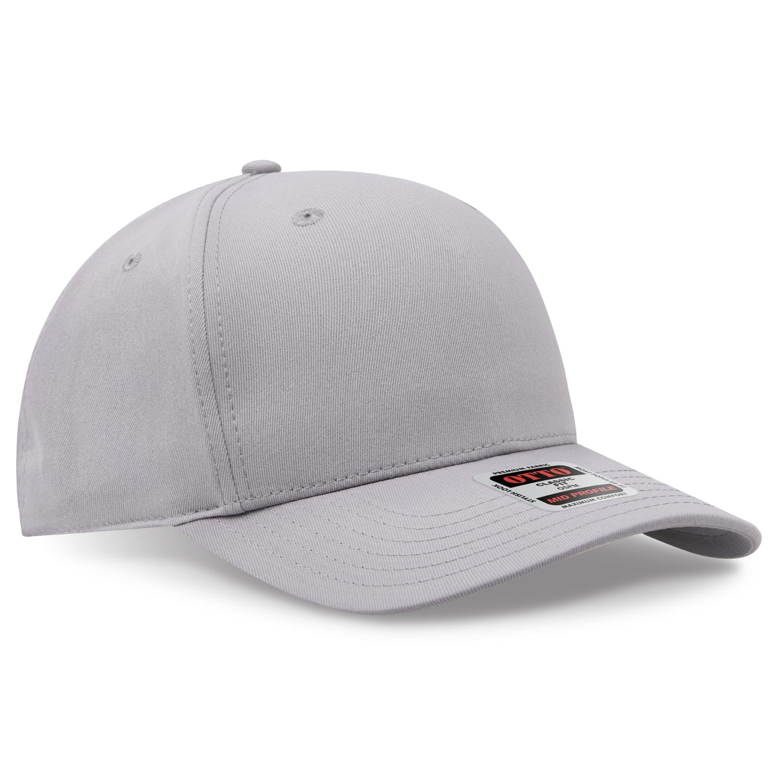 Front View of 014 - Gray OTTO CAP Seamless 6 Panel Mid Profile Baseball Cap