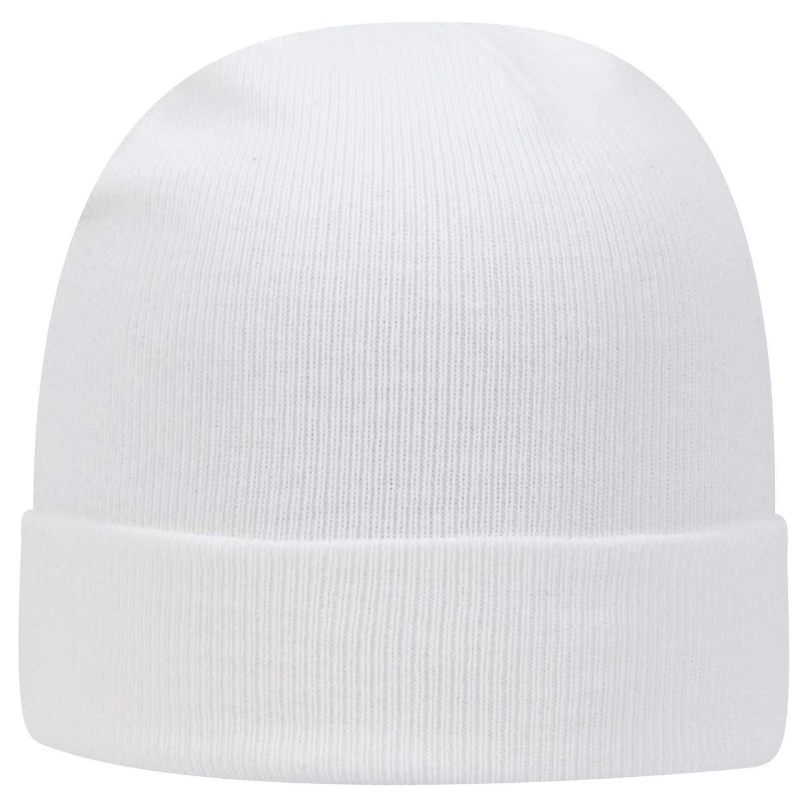 Front View of 016 - White OTTO CAP 12" Classic Knit Beanie w/ Cuff