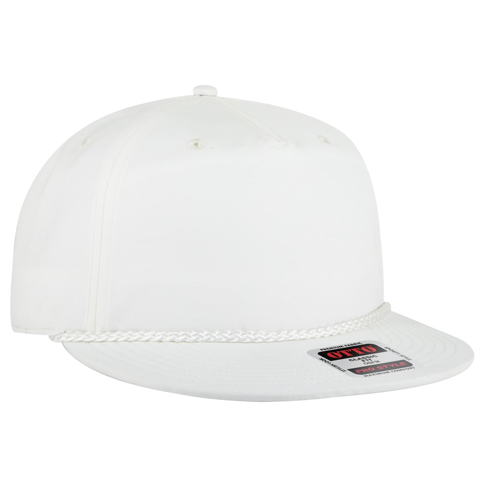 Right View of 016 - White OTTO CAP 5 Panel Pro Style Baseball Cap