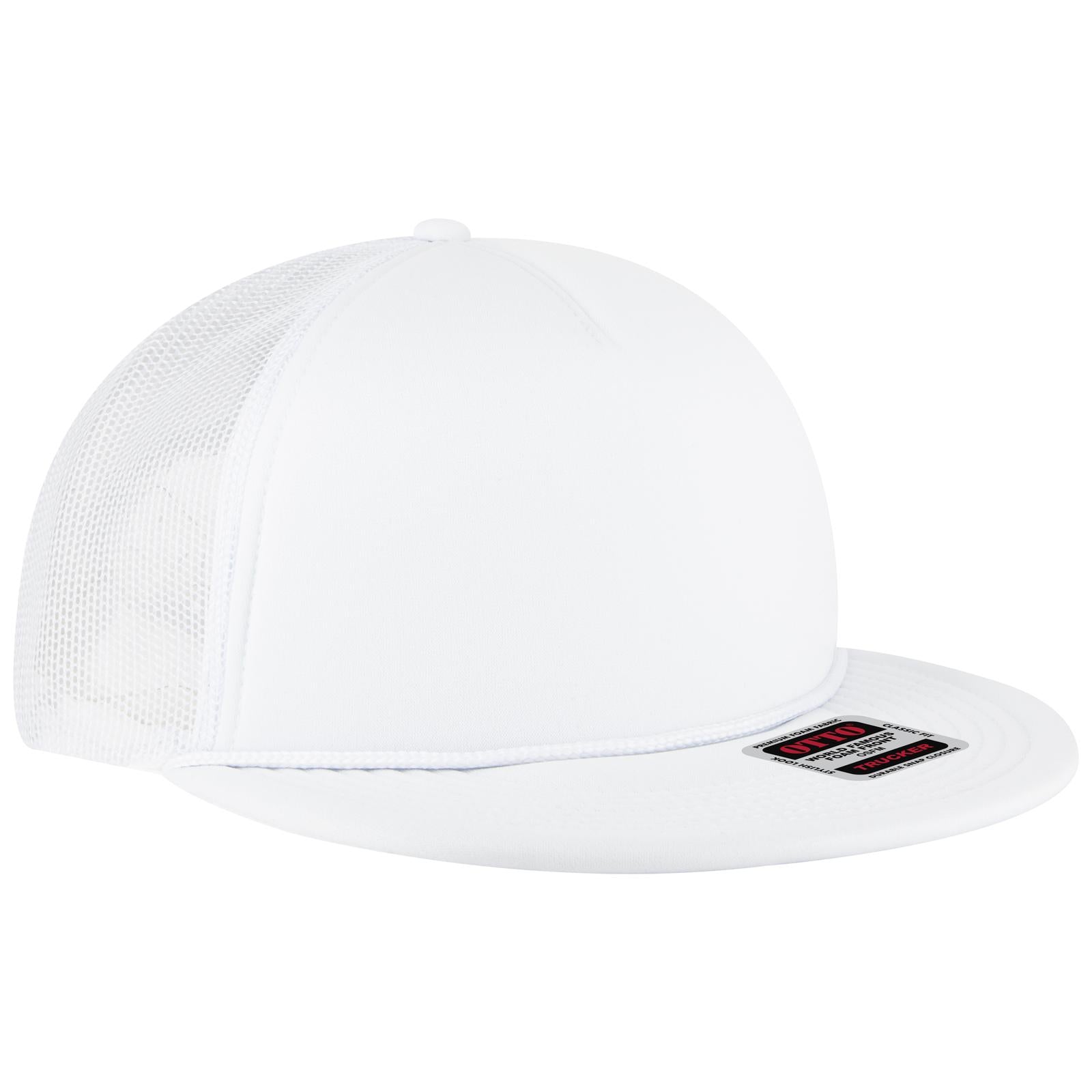 Right View of 016 - White OTTO CAP 5 Panel Pro Style Mesh Back Trucker Hat