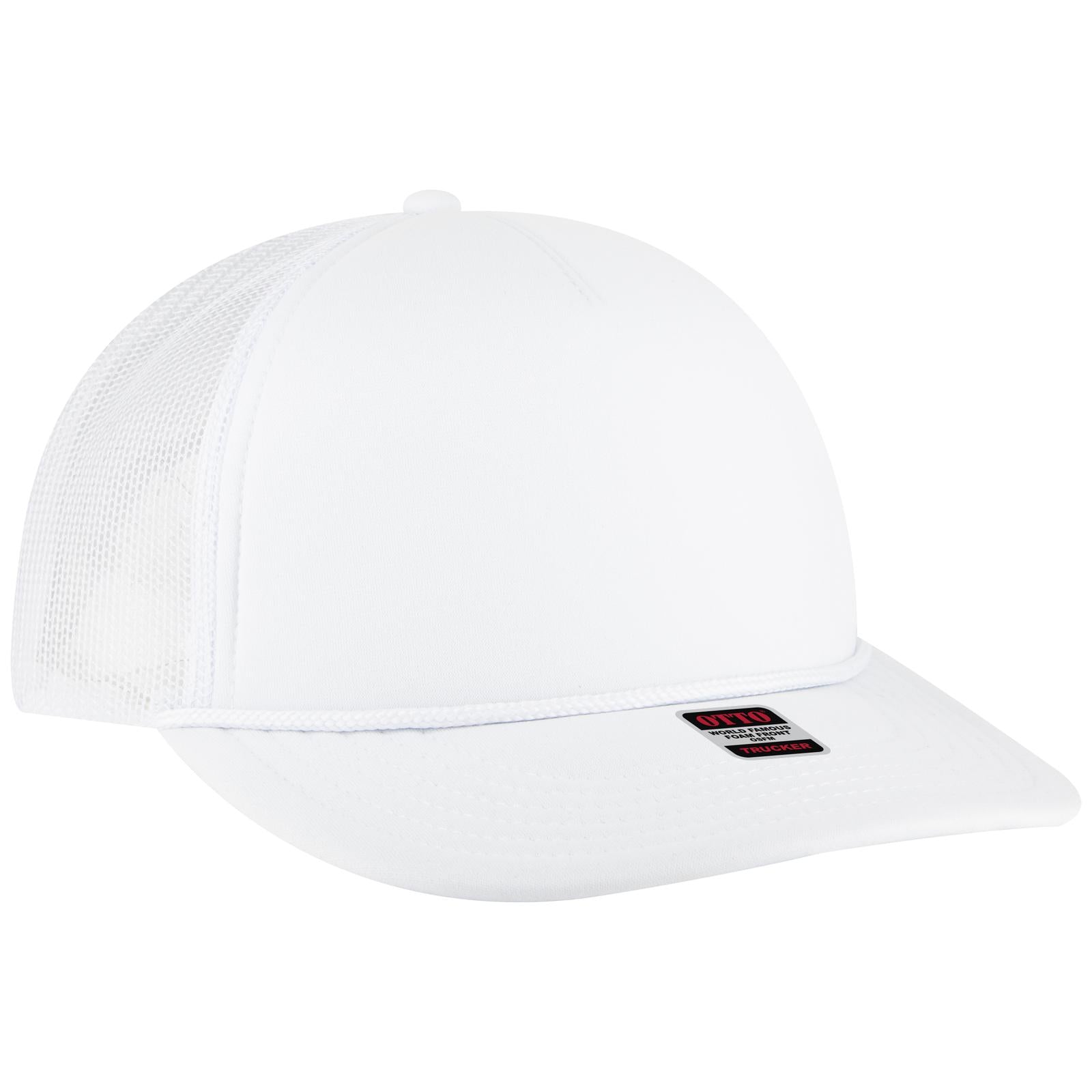 Right View of 016 - White OTTO CAP 5 Panel Pro Style Mesh Back Trucker Hat