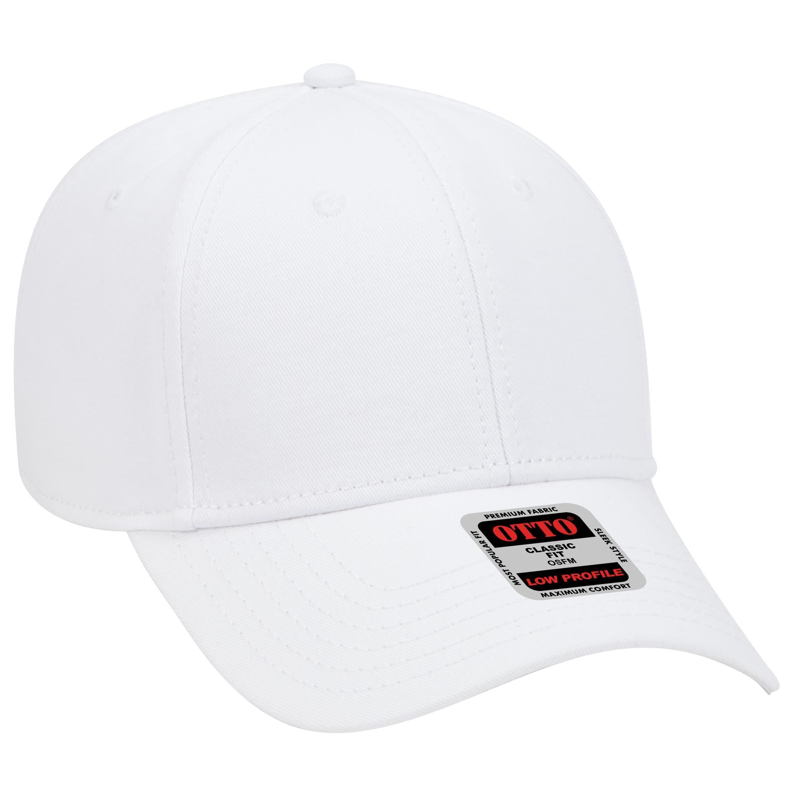 Right View of 016 - White OTTO CAP 6 Panel Low Profile Baseball Cap