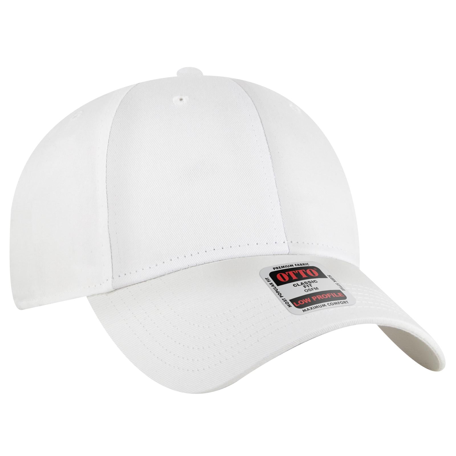 Right View of 016 - White OTTO CAP 6 Panel Low Profile Baseball Cap