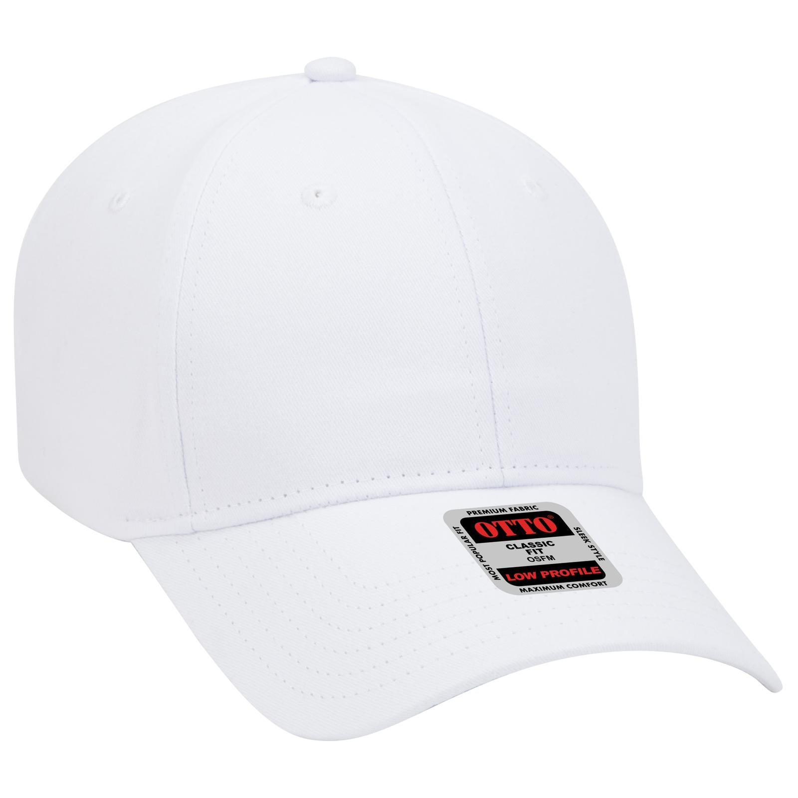 Right View of 016 - White OTTO CAP 6 Panel Low Profile Baseball Cap