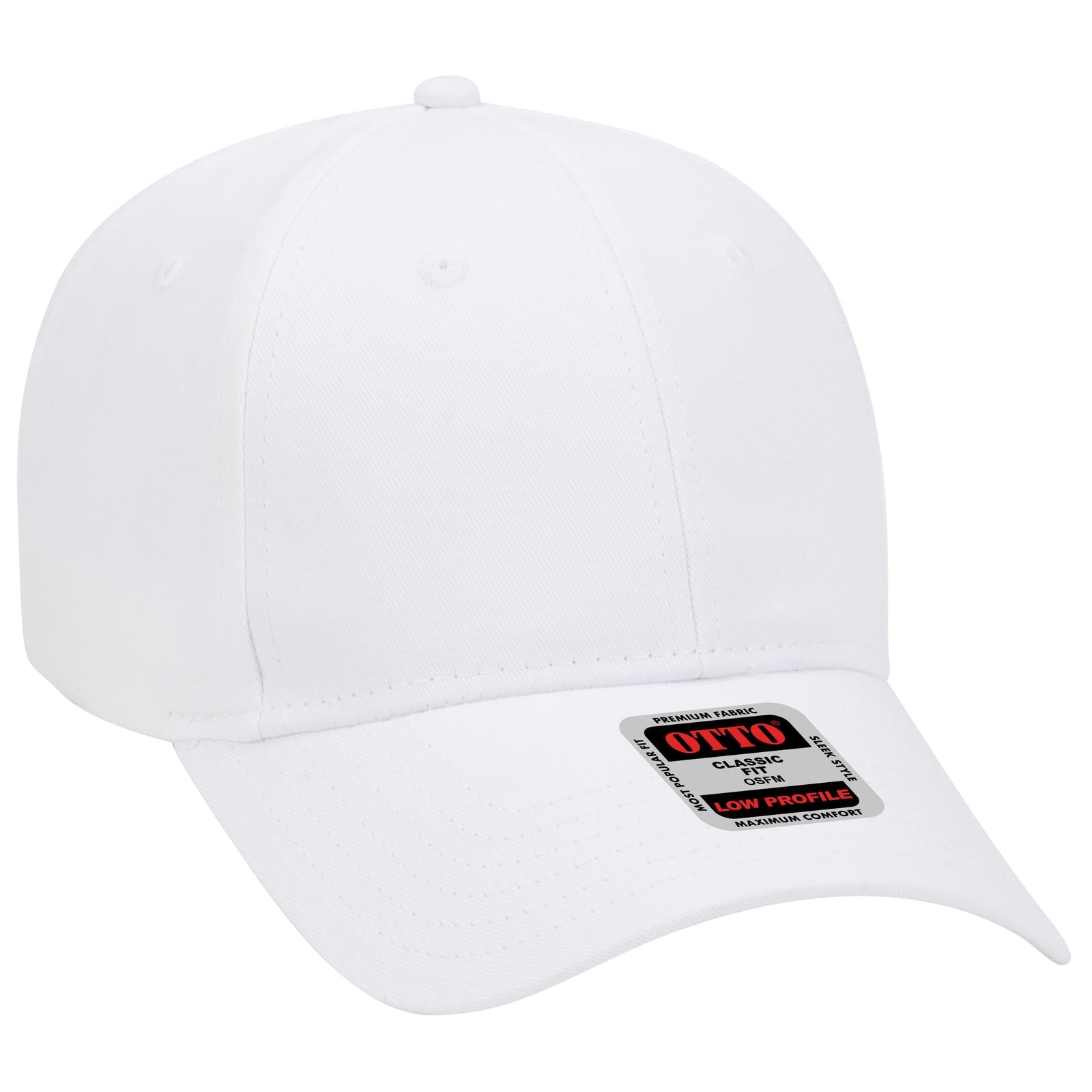 Right View of 016 - White OTTO CAP 6 Panel Low Profile Baseball Cap
