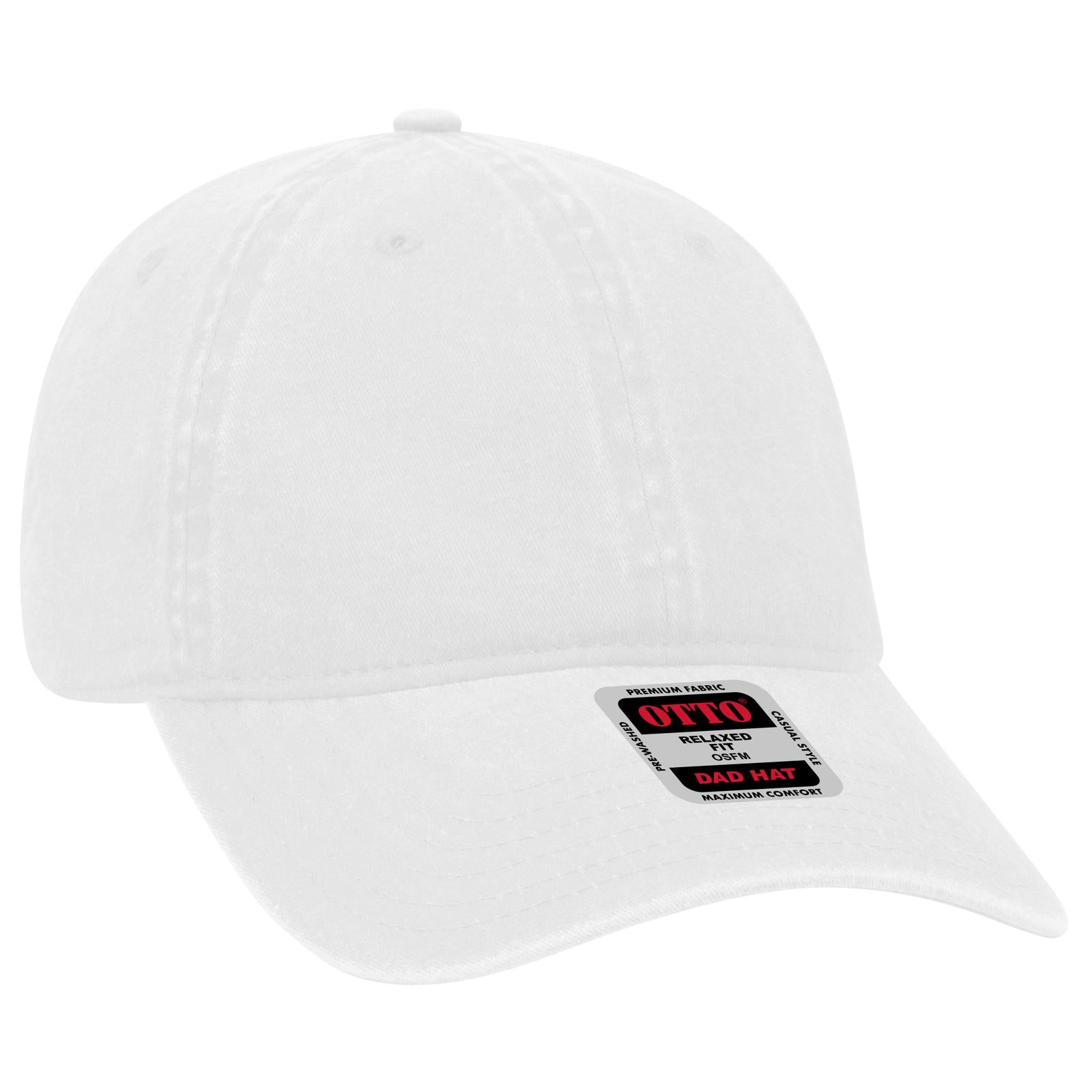 Right View of 016 - White OTTO CAP 6 Panel Low Profile Dad Hat