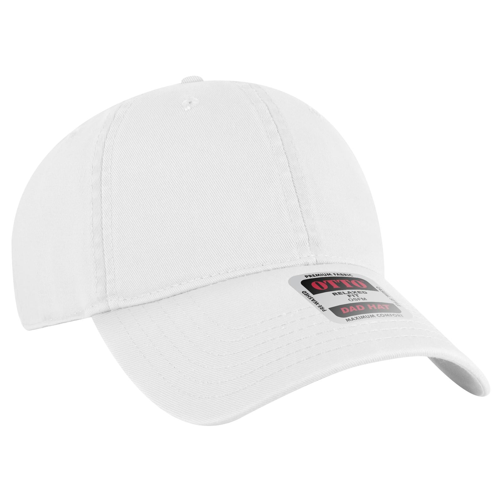 Right View of 016 - White OTTO CAP 6 Panel Low Profile Dad Hat
