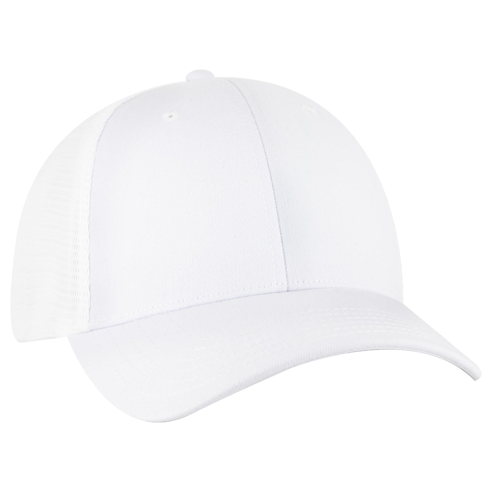 Right View of 016 - White OTTO CAP "OTTO COMFY FIT" 6 Panel Low Profile Mesh Back Trucker Hat