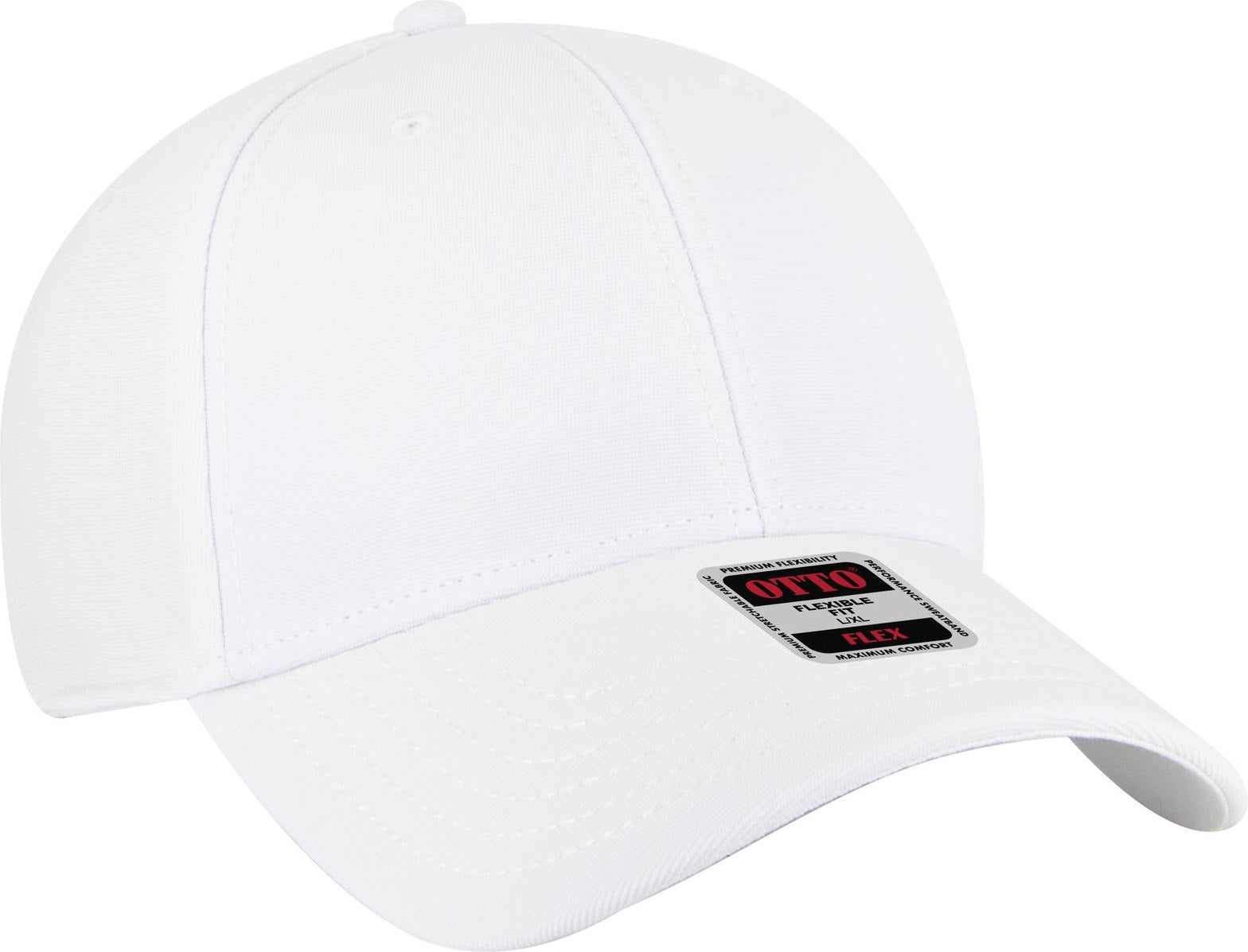 Front View of 016 - White OTTO CAP "OTTO FLEX" Fitted 6 Panel Low Profile Baseball Cap