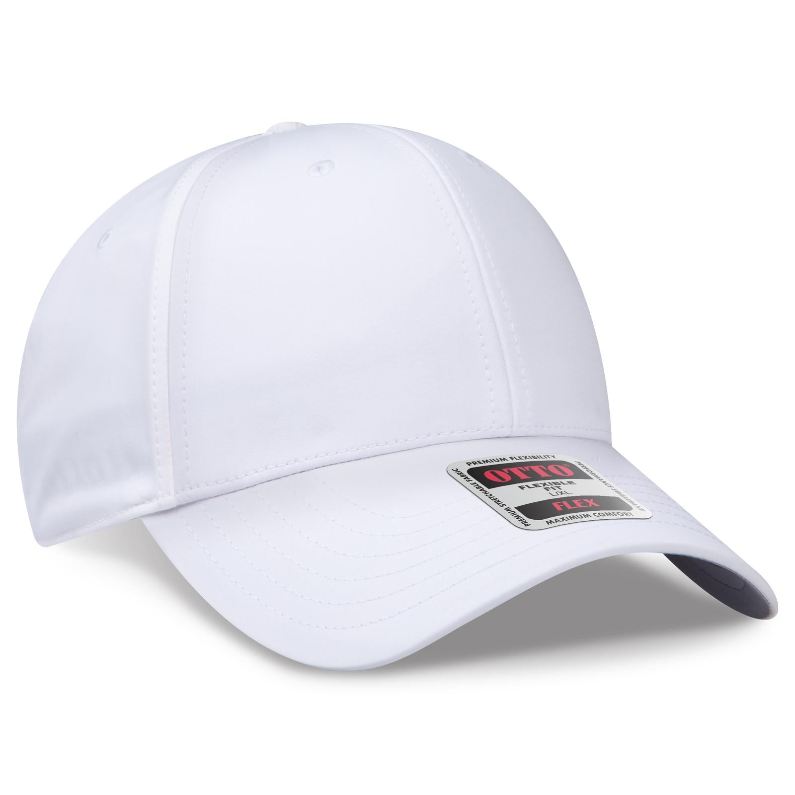 Right View of 016 - White OTTO CAP "OTTO FLEX" Fitted 6 Panel Low Profile Baseball Cap